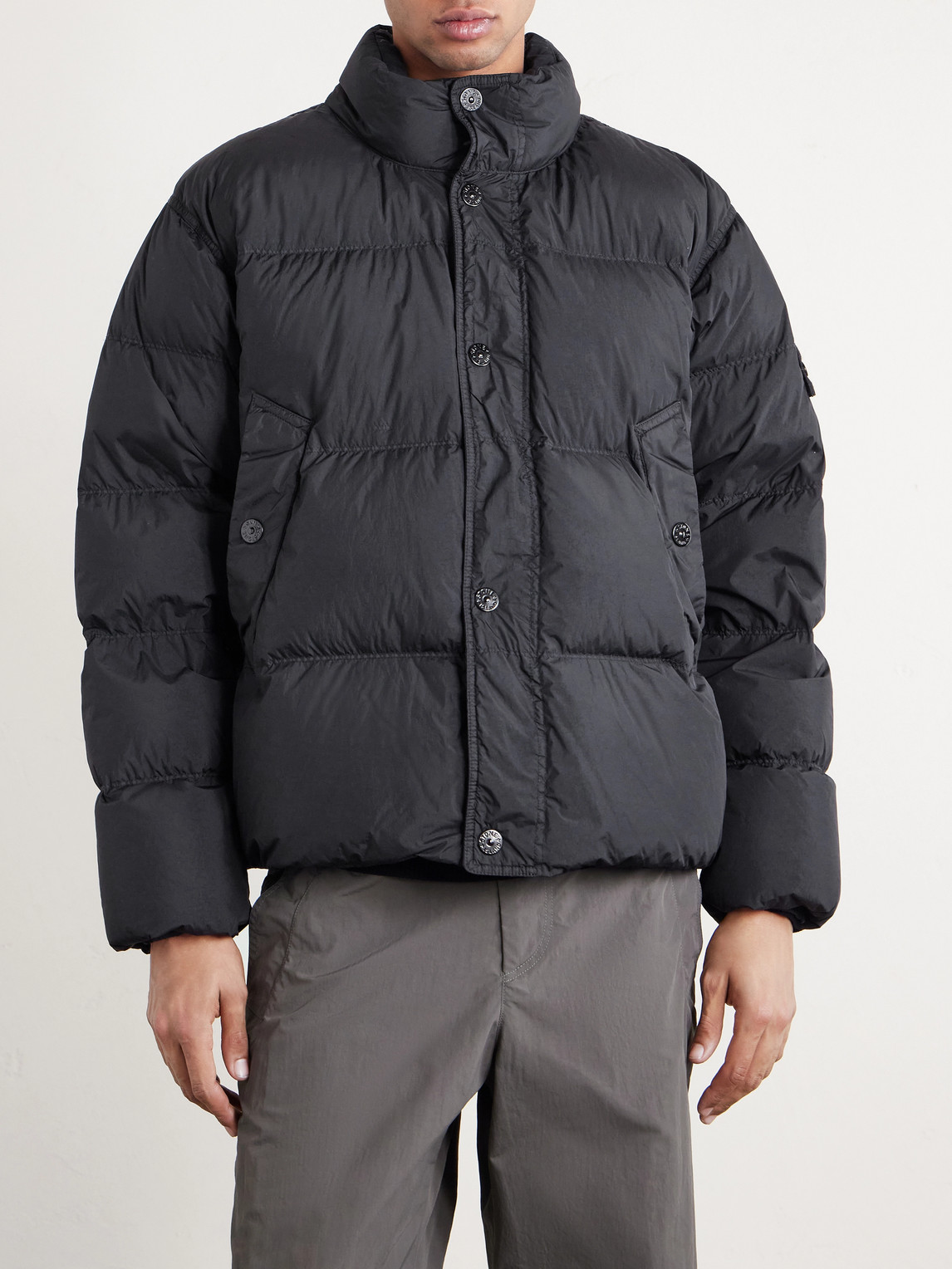 Quilted Crinkled Recycled-Nylon Down Jacket