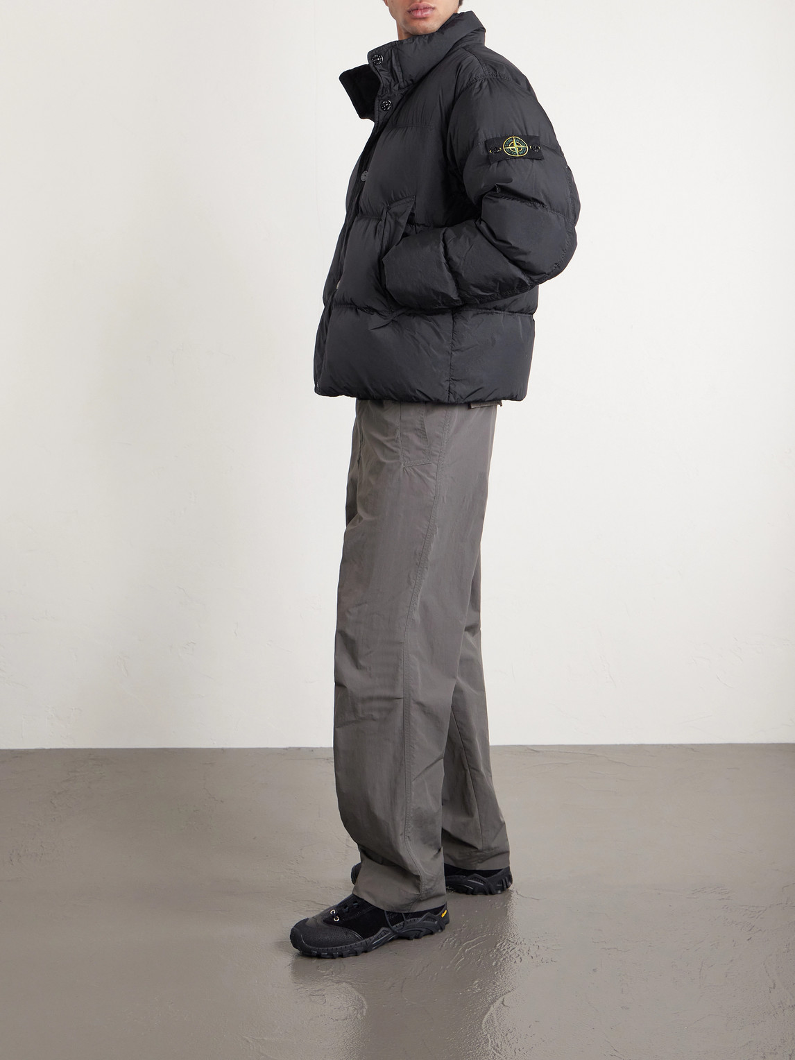 Quilted Crinkled Recycled-Nylon Down Jacket