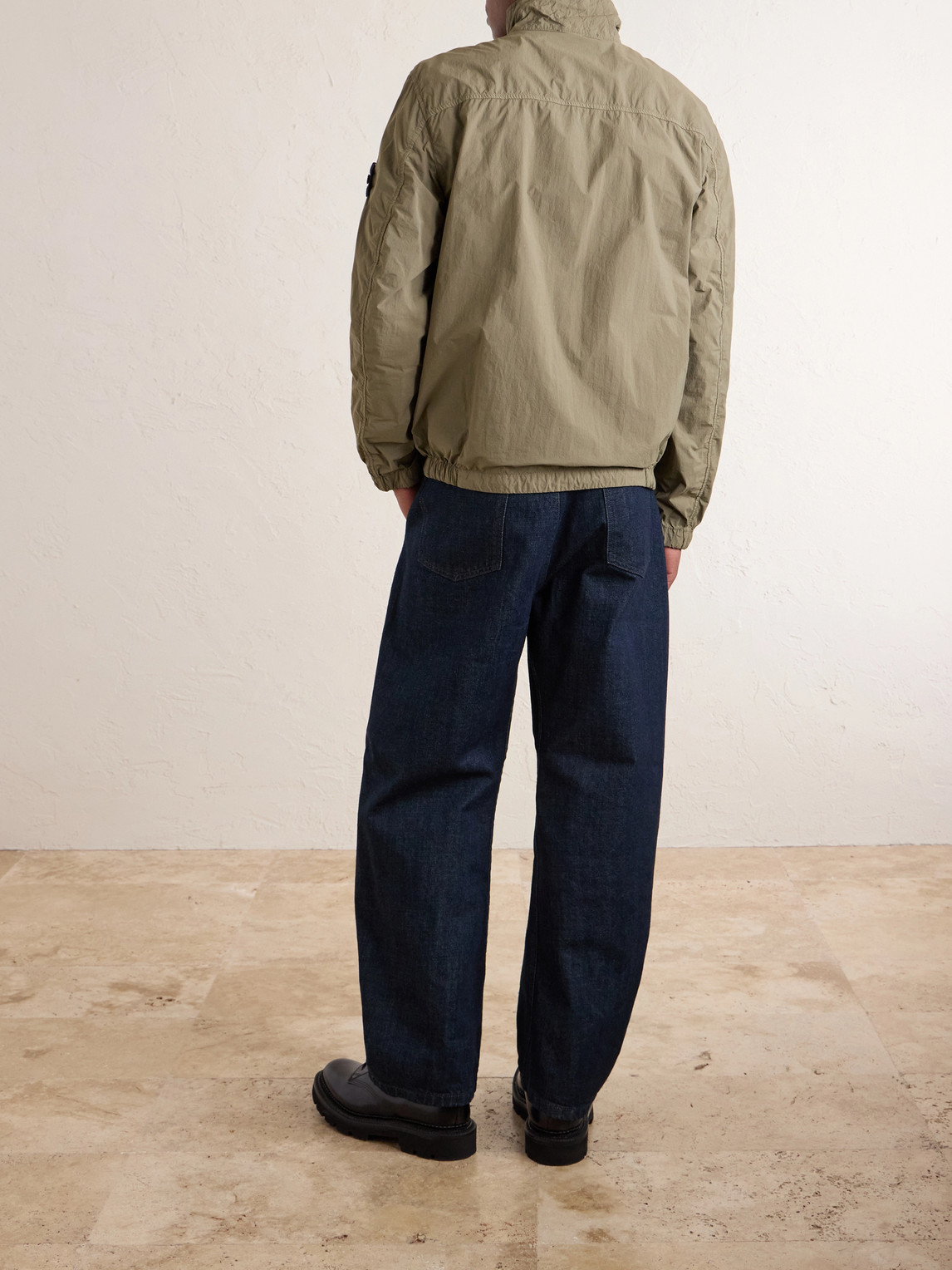 Brushed Recycled-Nylon Harrington Jacket