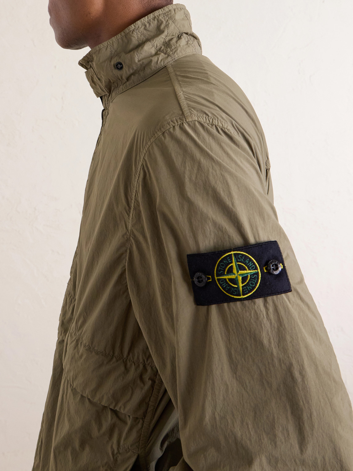 Brushed Recycled-Nylon Harrington Jacket