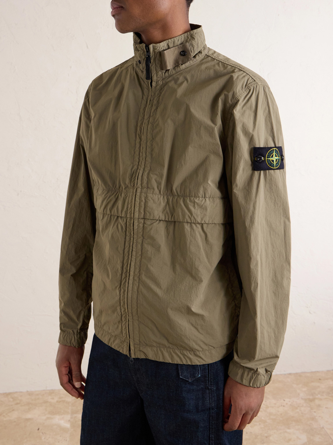 Brushed Recycled-Nylon Harrington Jacket