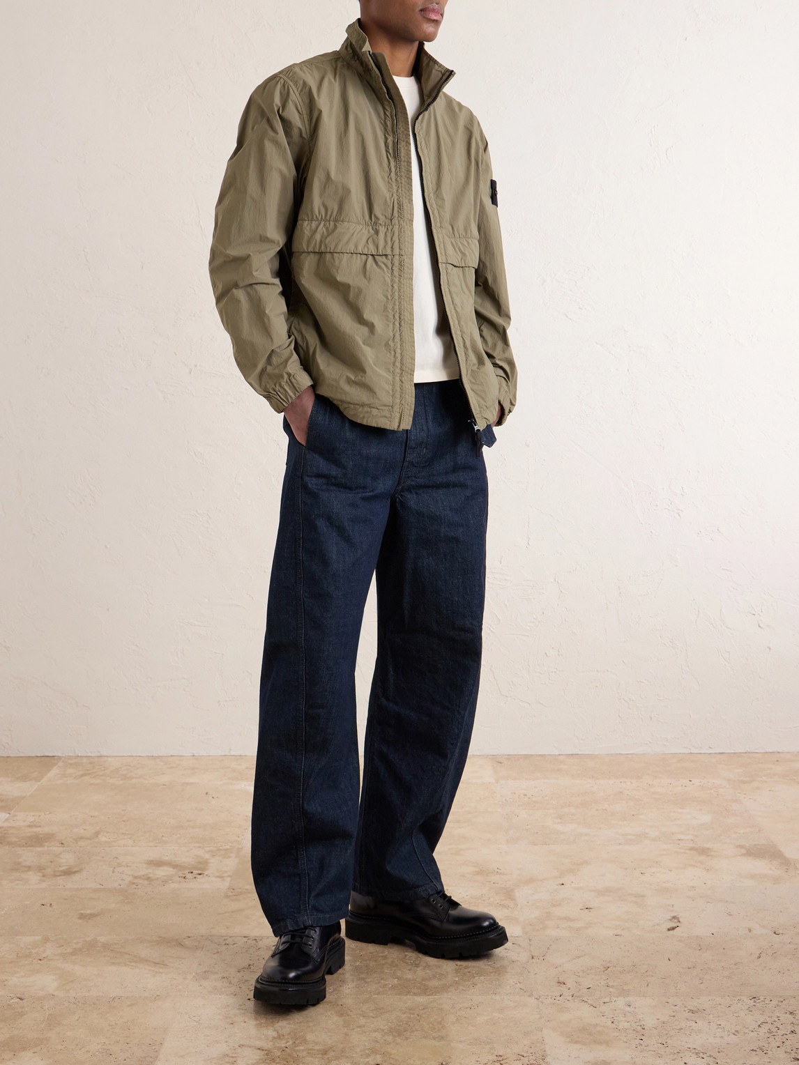 Brushed Recycled-Nylon Harrington Jacket