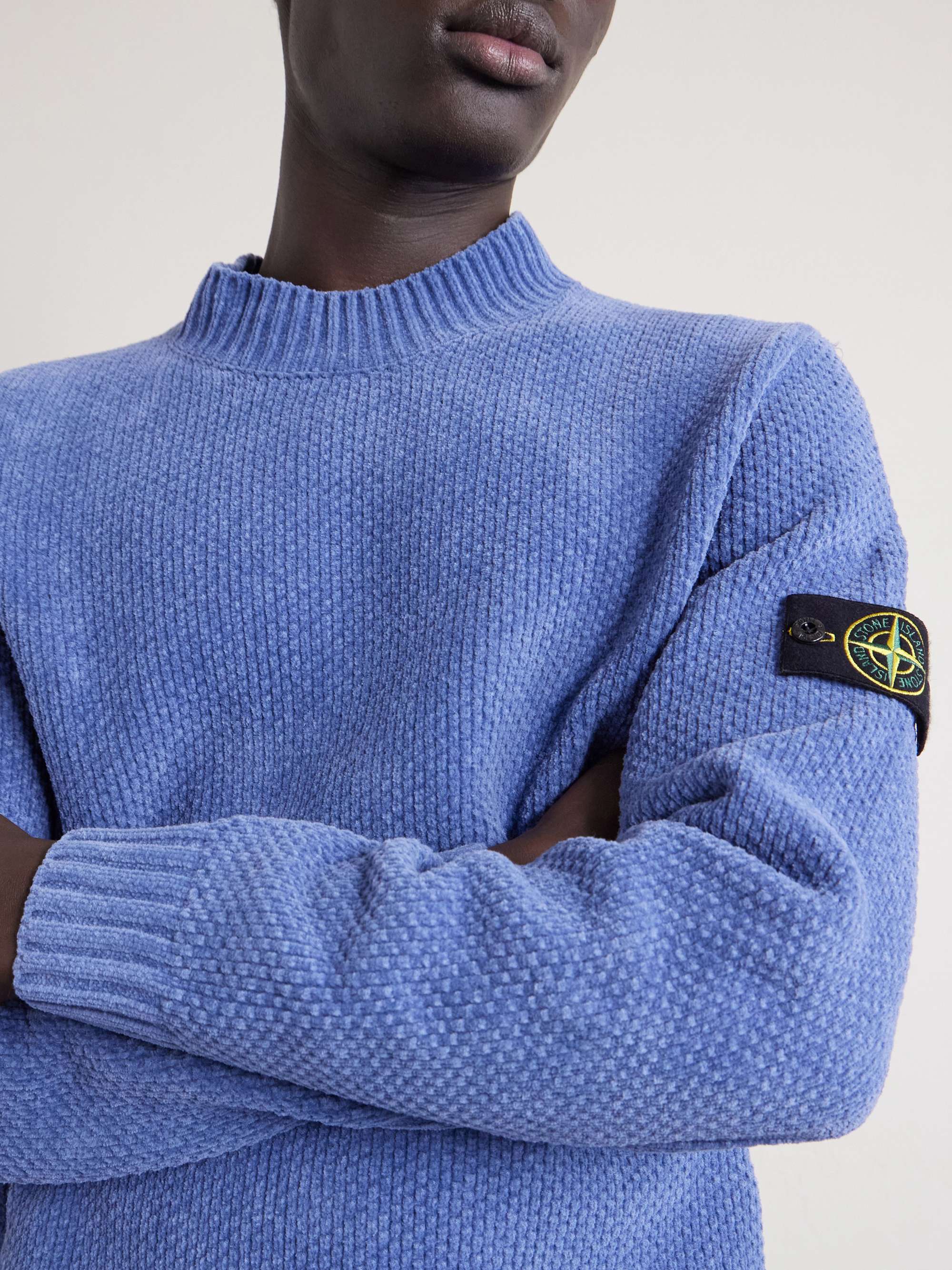 STONE ISLAND Cotton-Chenille Mock-Neck Sweater for Men | MR PORTER