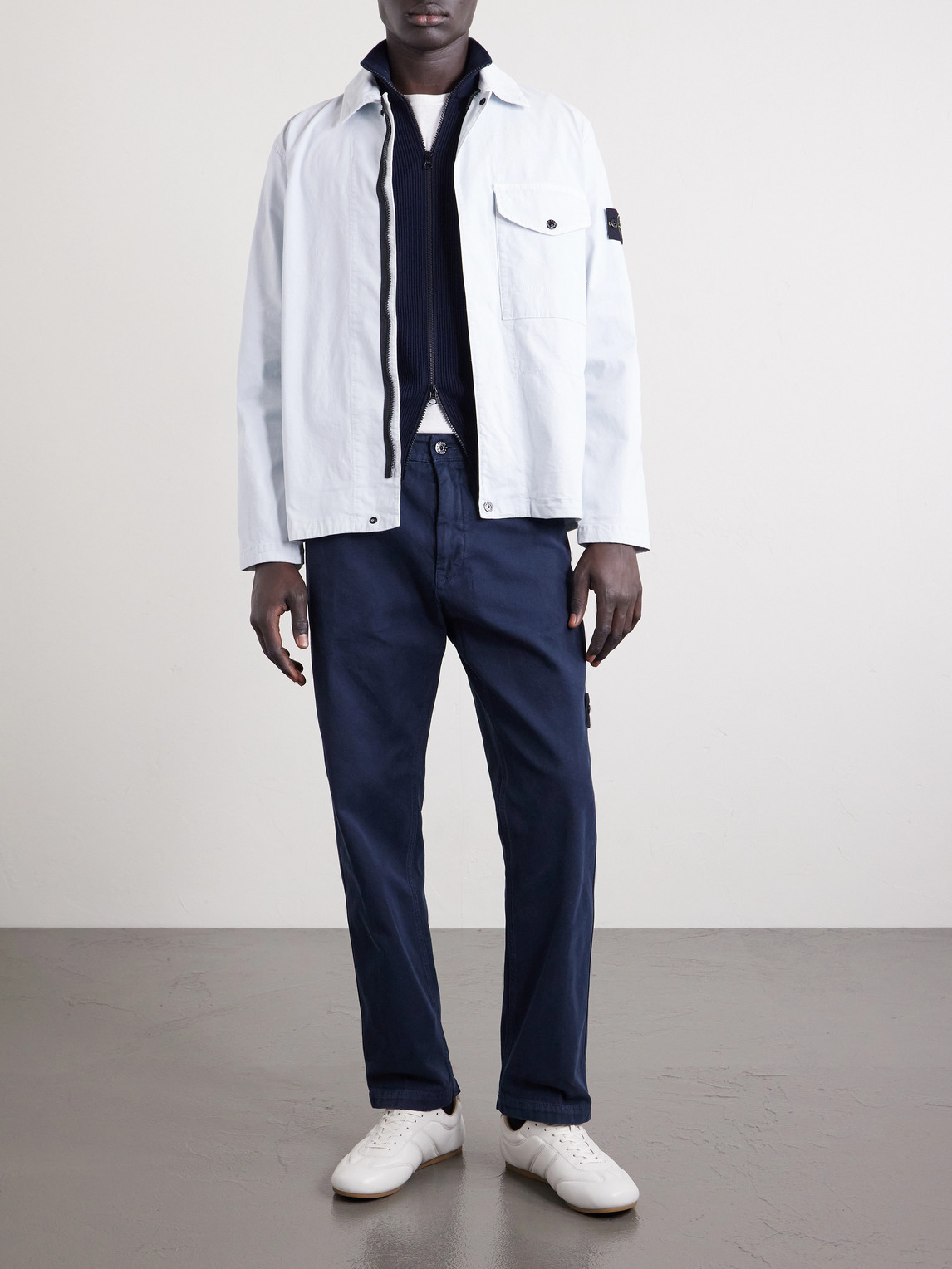 Ribbed-Knit Organic Cotton Zip-Up Cardigan