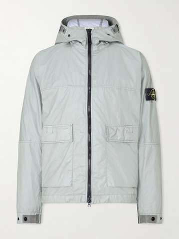 STONE ISLAND Logo-Appliquéd Coated-Nylon Hooded Parka