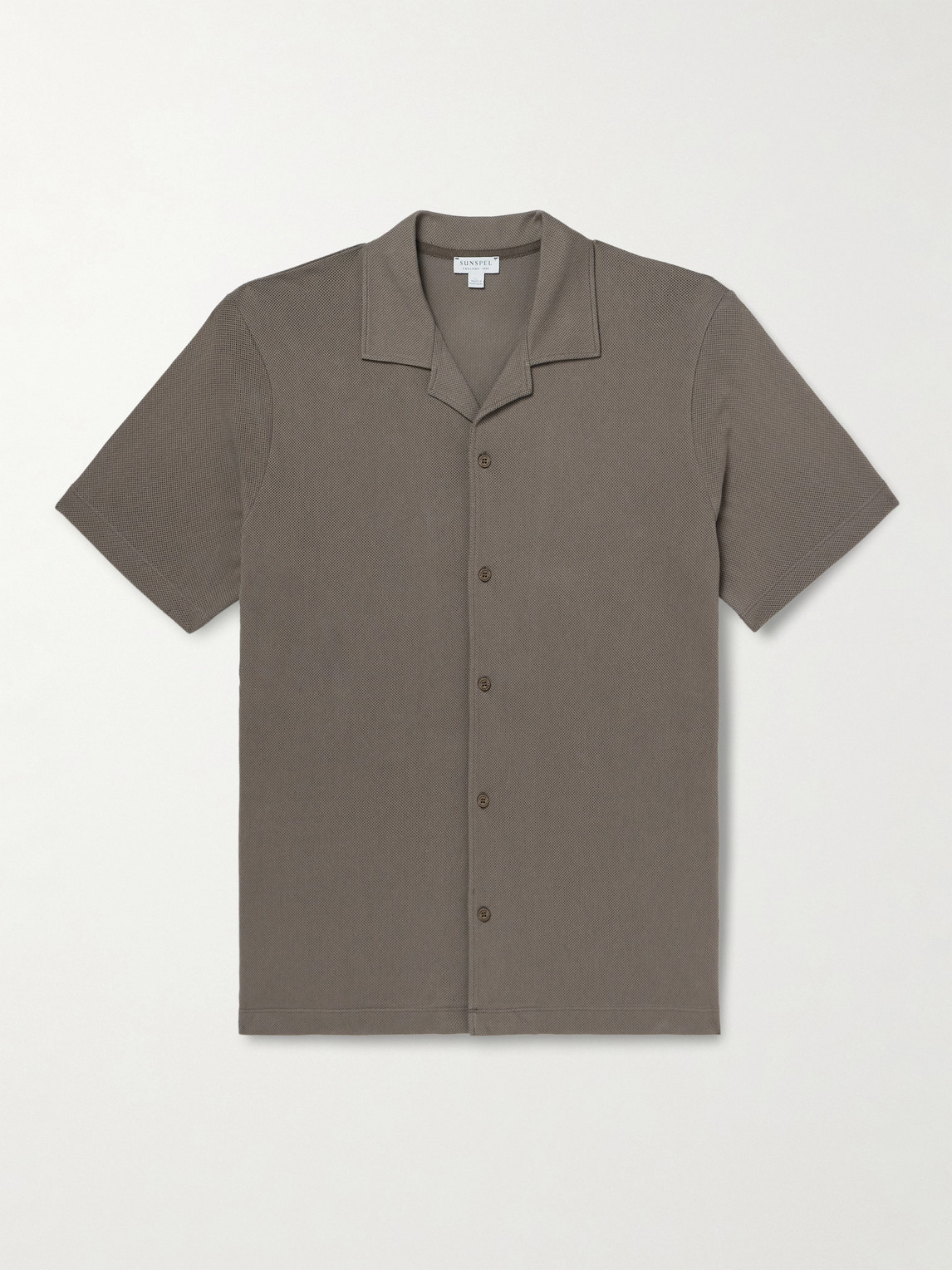 Sunspel lim-Fit Camp-Collar upima Cotton-Mesh hirt - Men