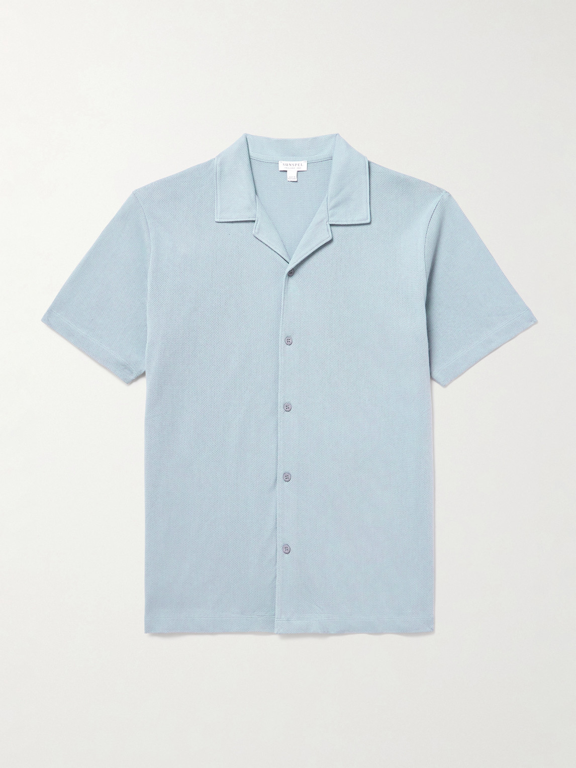Sunspel Slim-Fit Camp-Collar Supima Cotton-Mesh Shirt - Men