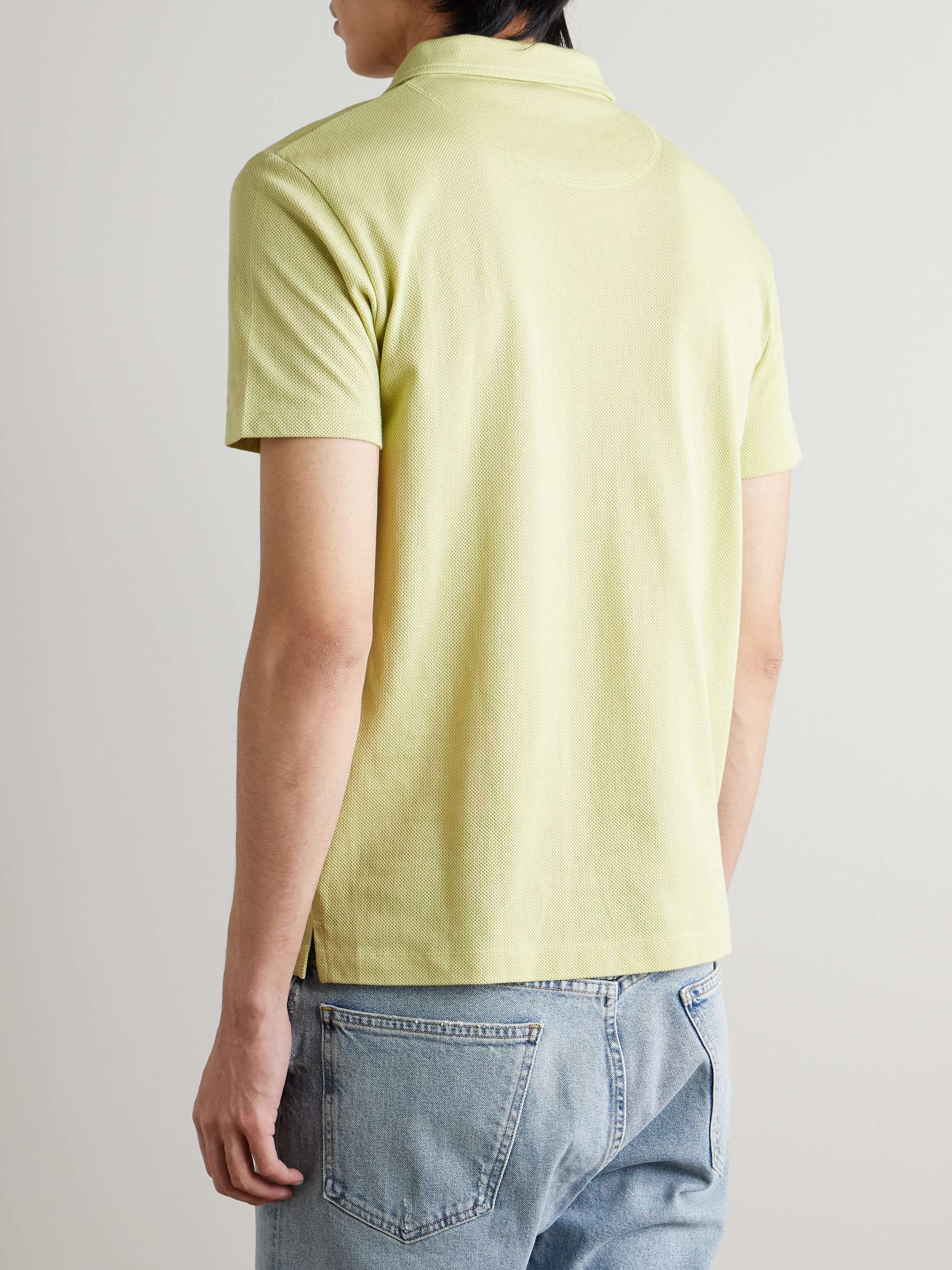 SUNSPEL كنزة بولو Riviera بقصّة ضيقة من القطن الشبكي