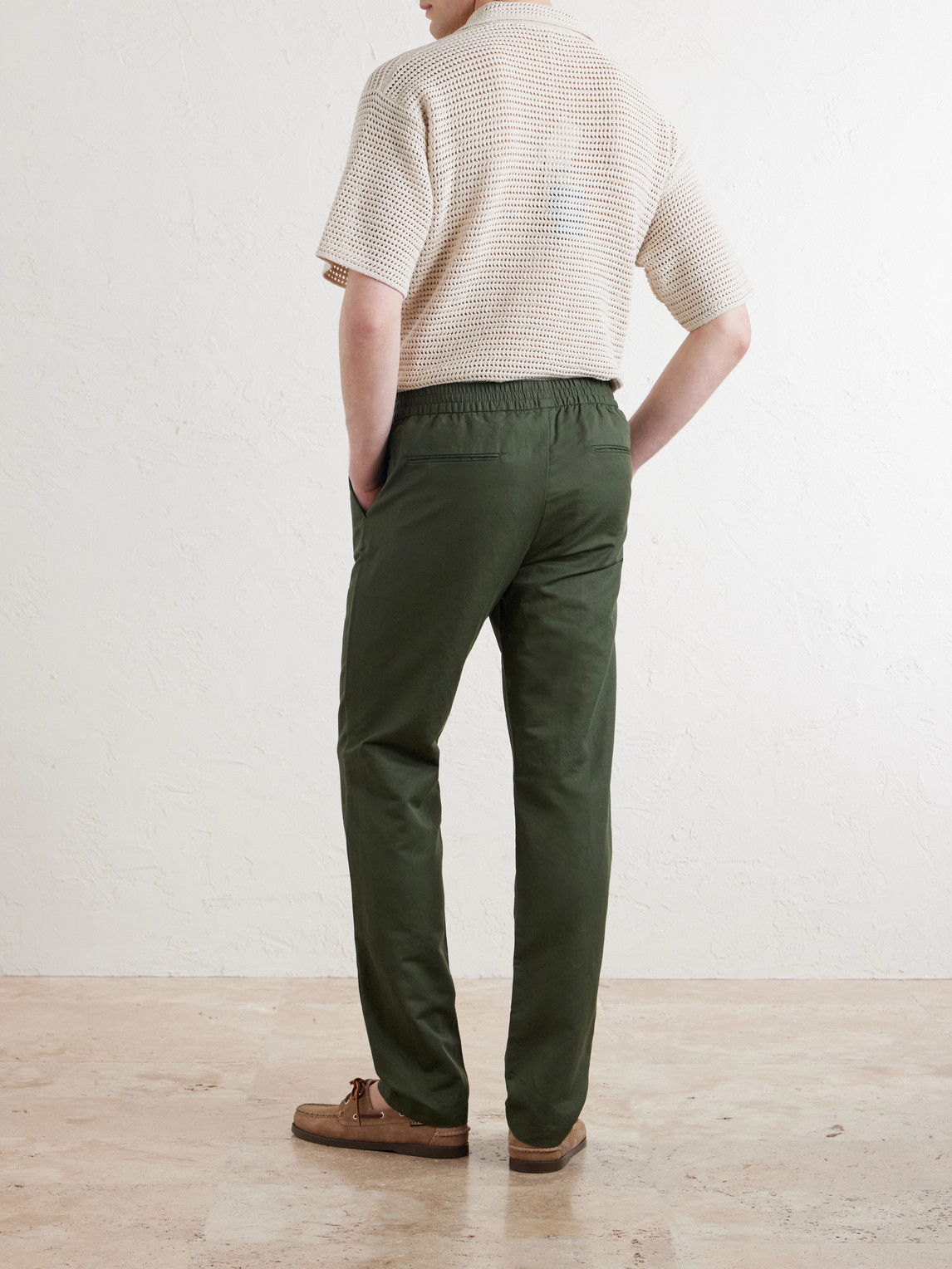  Sunspel - Tapered Cotton And Linen-blend Trousers - Men - Green - Xs 