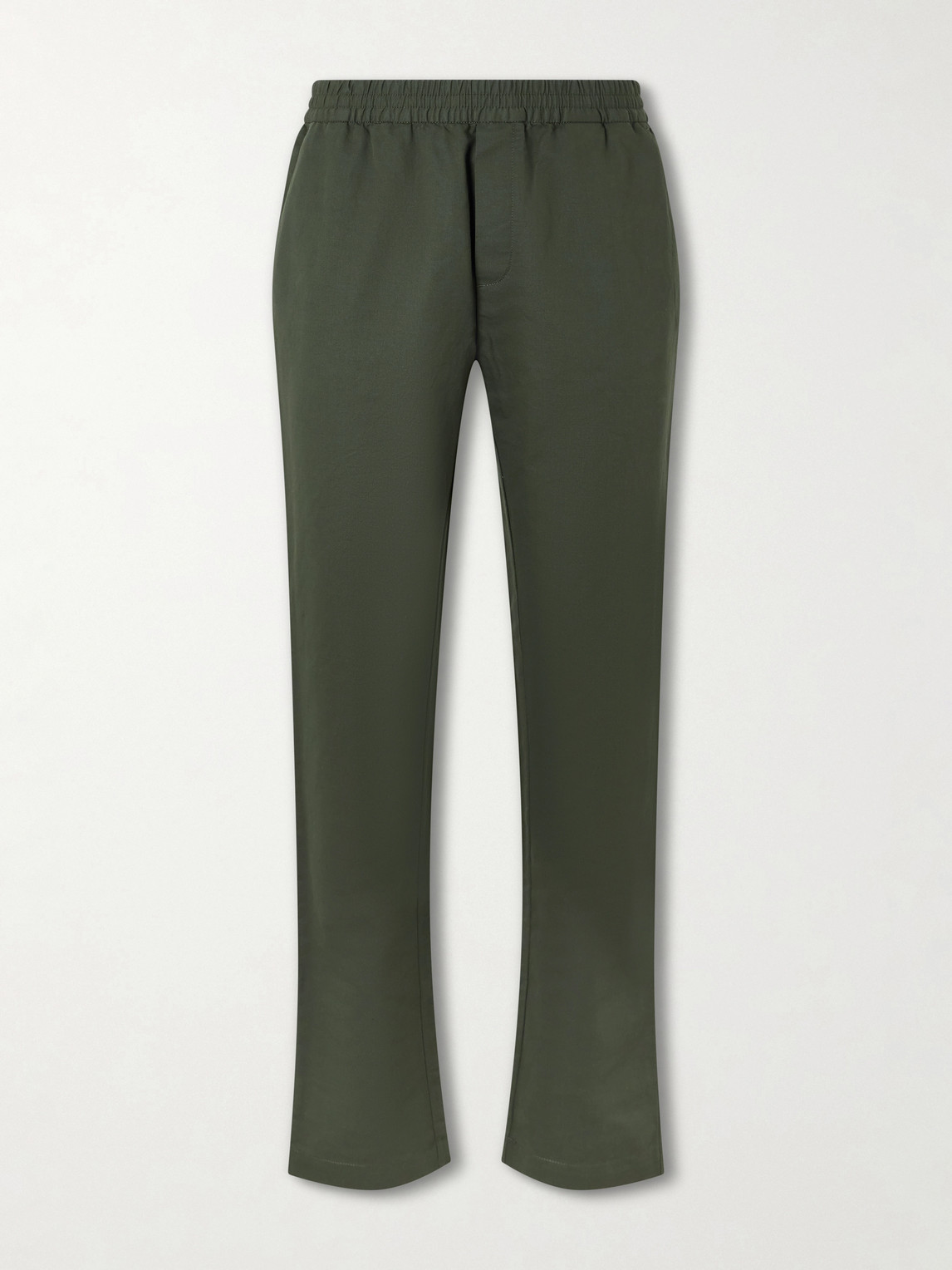 Sunspel Tapered Cotton And Linen-blend Trousers In Green