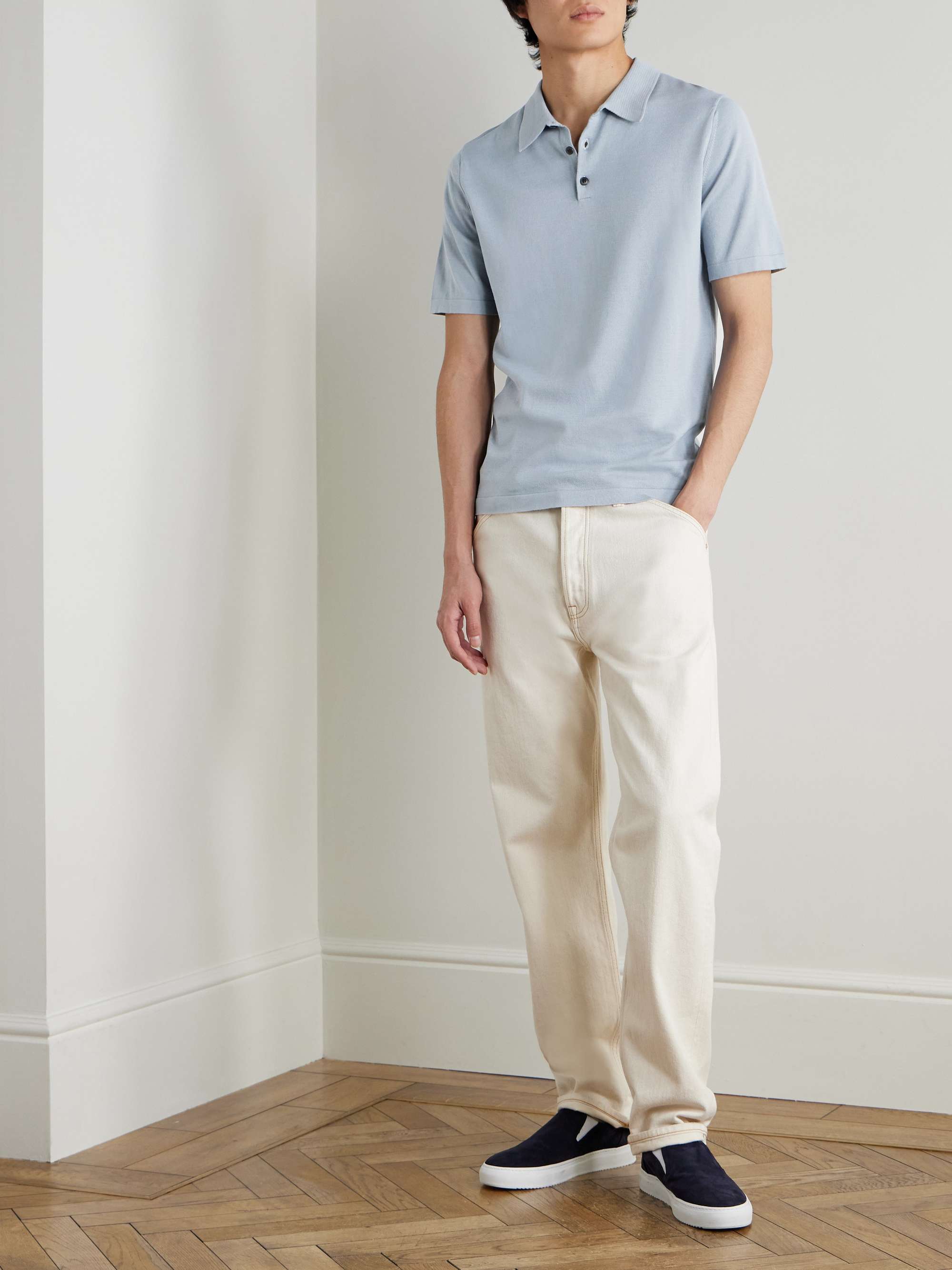 SUNSPEL Slim-Fit Sea Island Cotton Polo Shirt