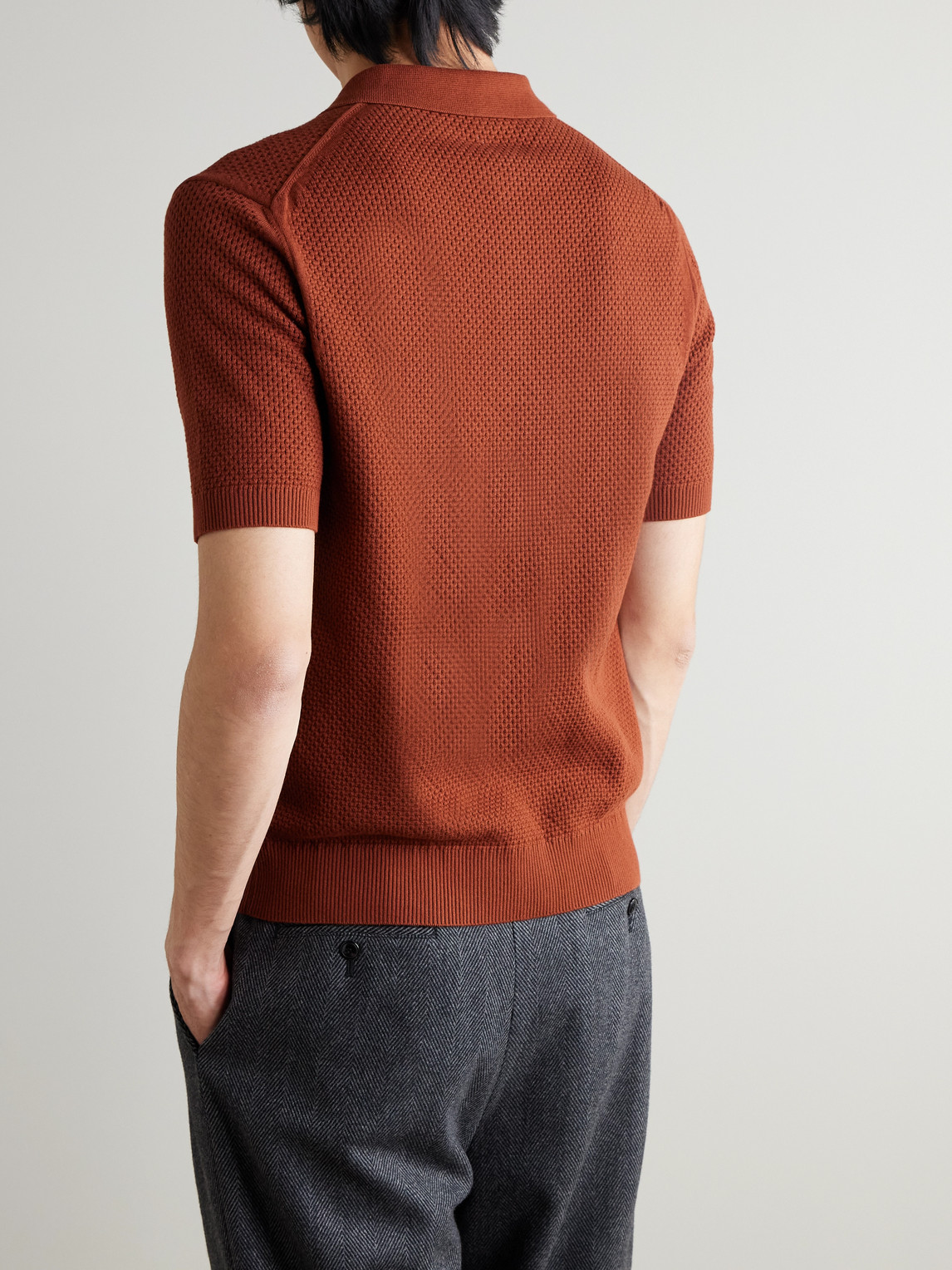  Sunspel - Cotton-mesh Polo Shirt - Men - Red - S 