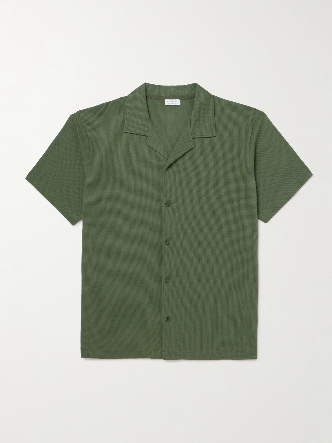 Sunspel Slim-Fit Camp-Collar Supima Cotton-Mesh Shirt - Men