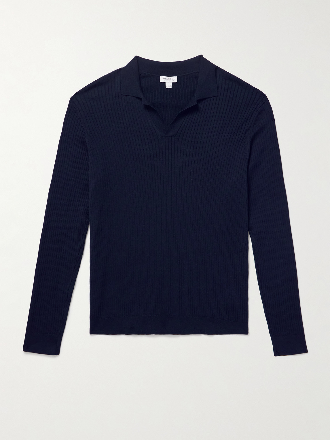 Sunspel Slim-Fit Ribbed Mulberry Silk and Cotton-Blend Polo Shirt - Men