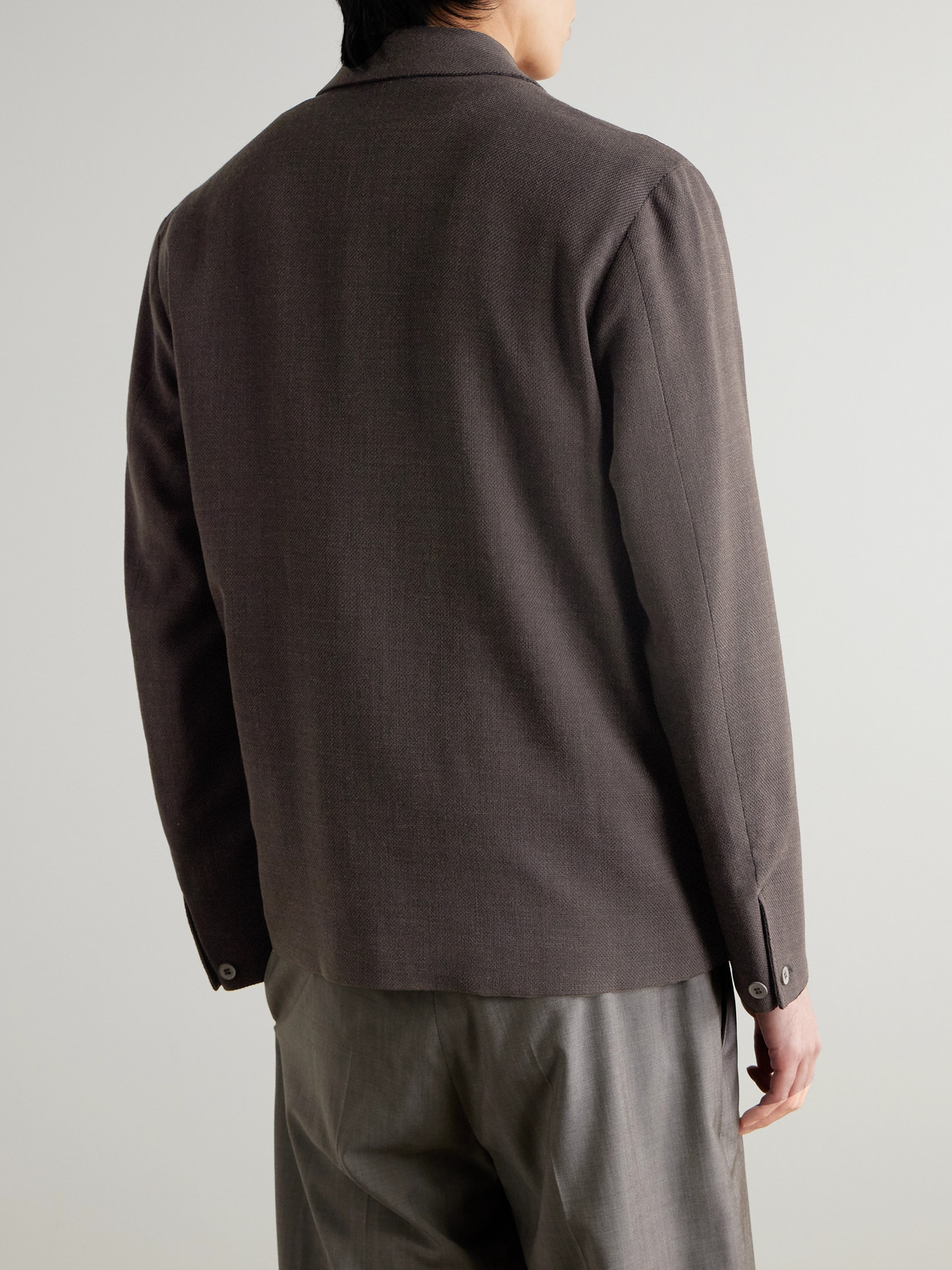  Sunspel - Textured Wool-blend Harrington Jacket - Men - Brown - L 