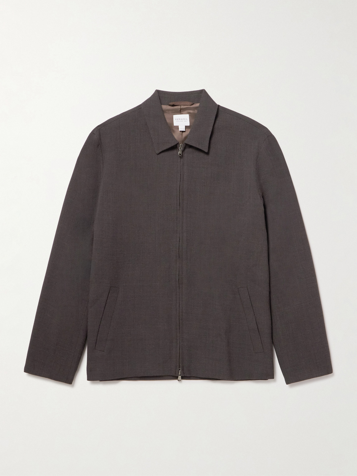 Sunspel Textured Wool-blend Harrington Jacket In Brown