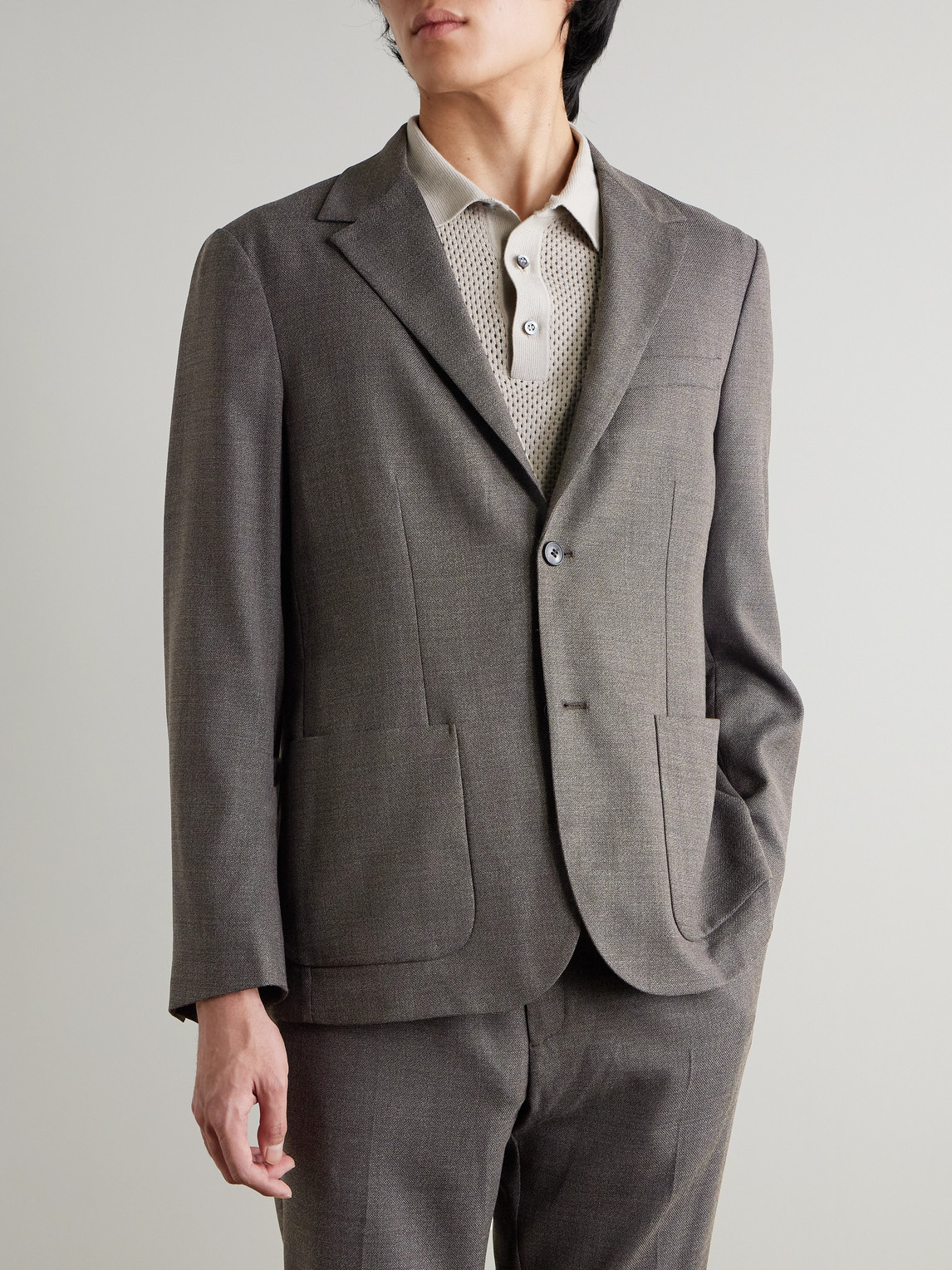  Sunspel - Textured Wool-blend Suit Jacket - Men - Brown - Uk/us 38 