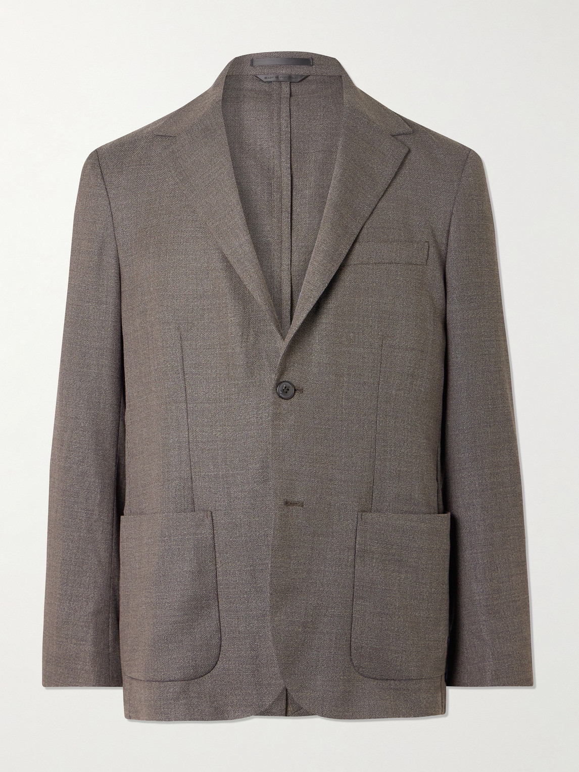 Sunspel Textured Wool-blend Suit Jacket In Brown