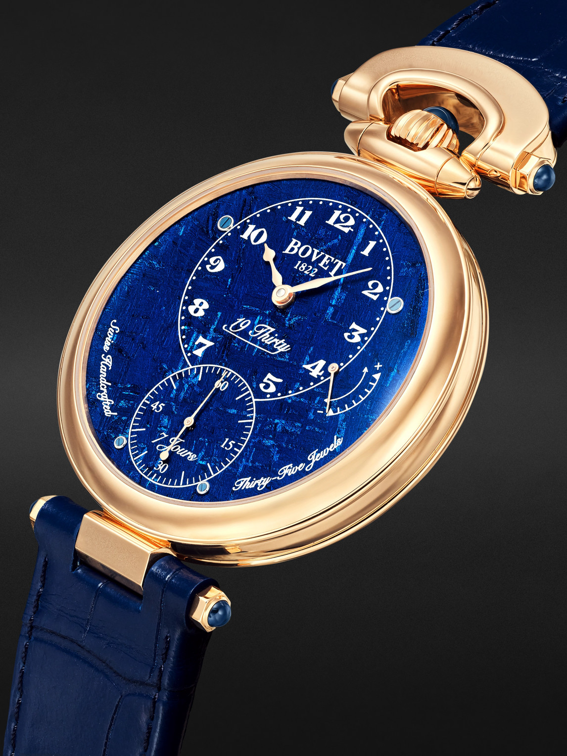  Bovet - 19thirty Hand-wound 42mm 18-karat Red Gold, Meteorite And Alligator Watch, Ref. No. Ntr0099 - Men - Blue 