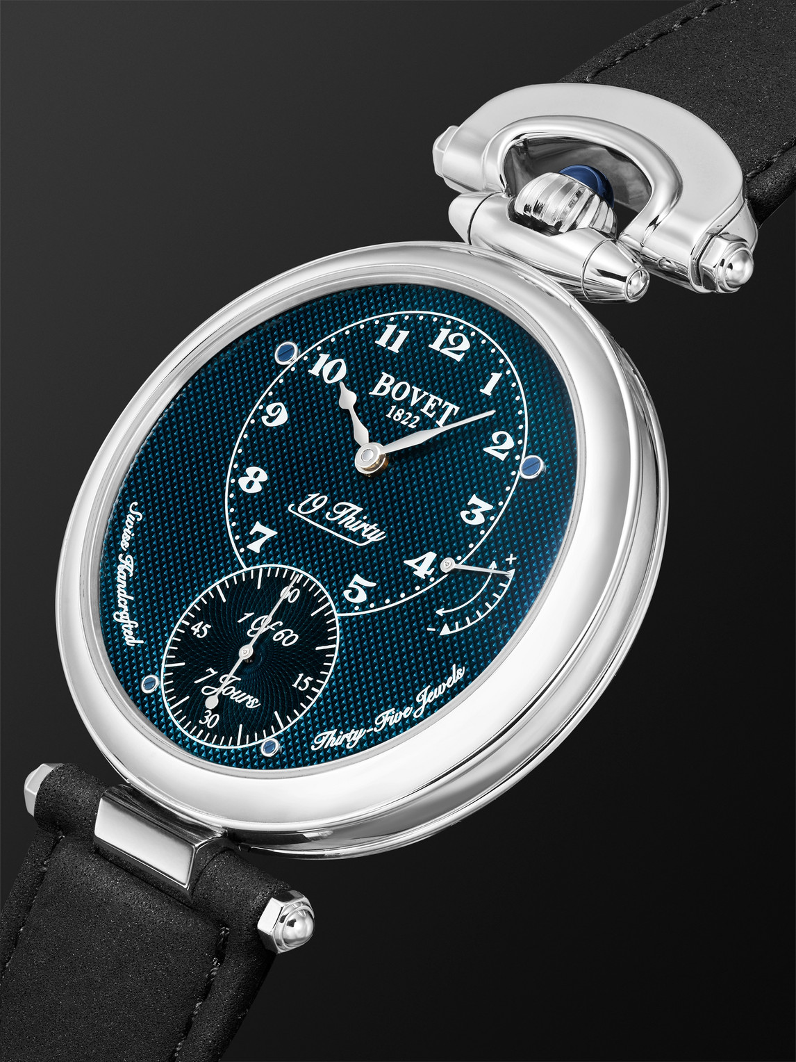  Bovet - 19thirty Limited Edition Hand-wound 42mm Stainless Steel And Leather Watch, Ref. No. Nts0108 - Men - Blue 