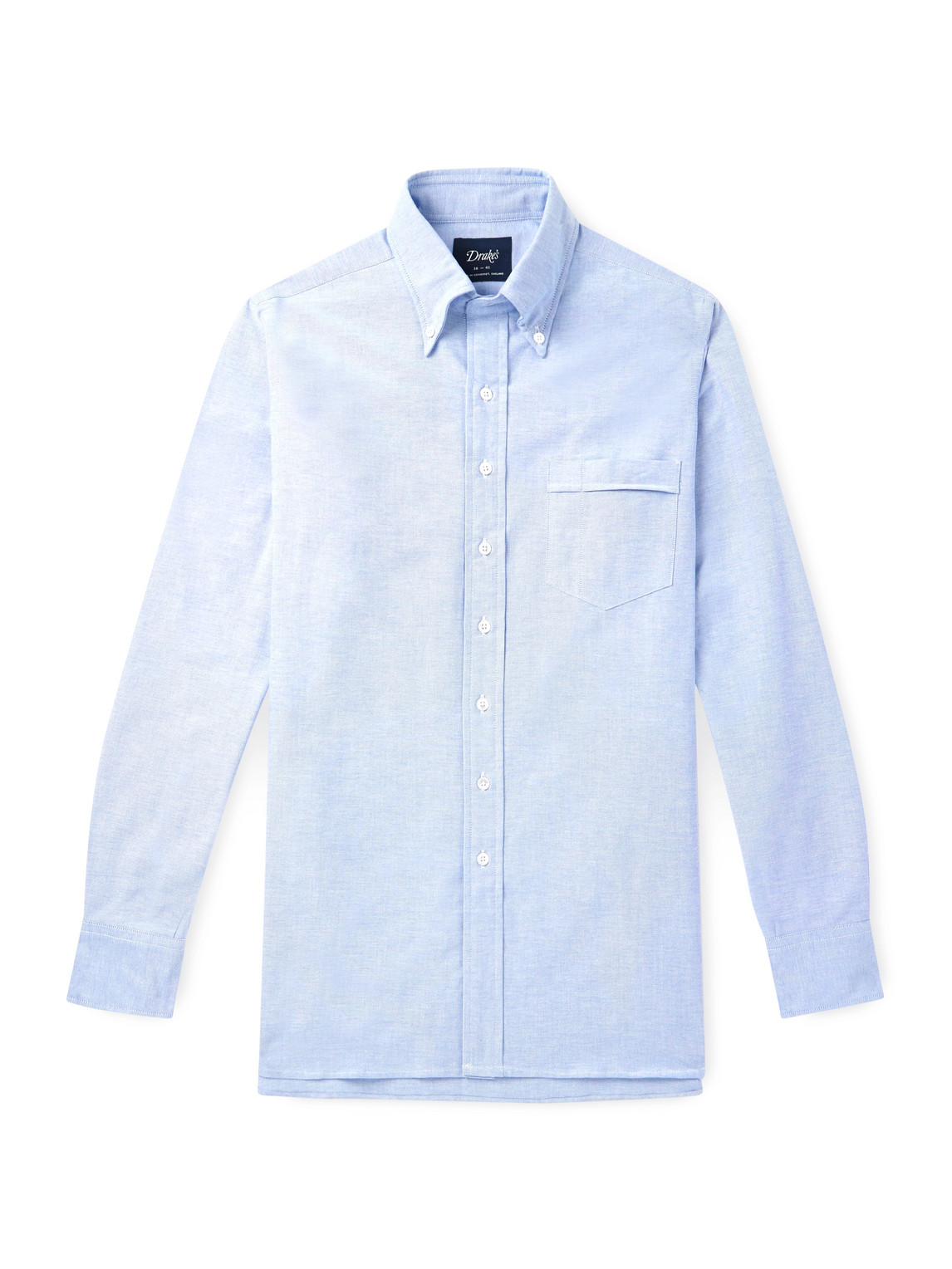 Drake's Button-down Collar Cotton Oxford Shirt In Blue