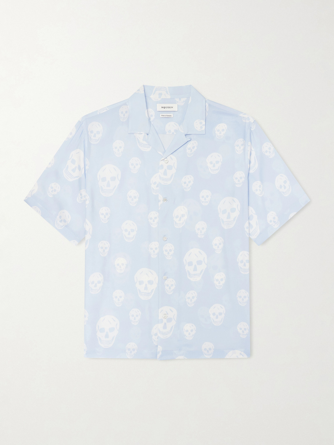 McQueen Printed Crepe de Chine Shirt UK/US 15