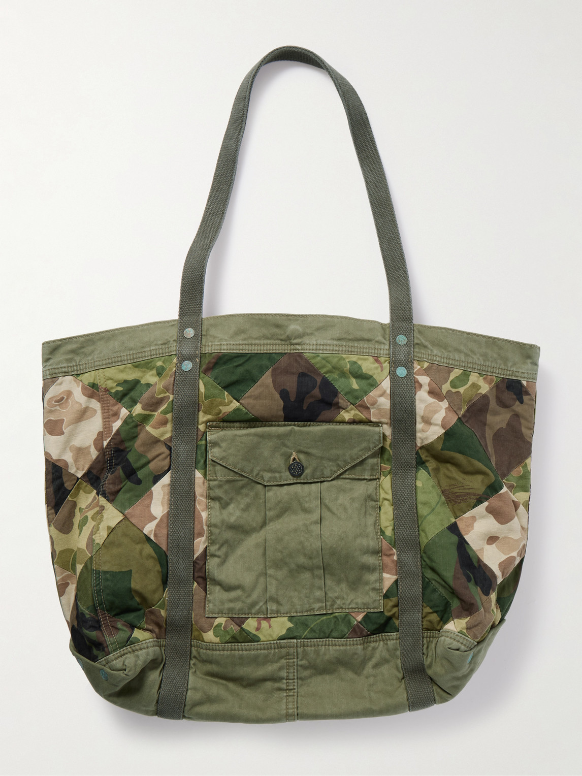 Rrl Patchwork Camouflage-print Cotton Tote Bag In Green