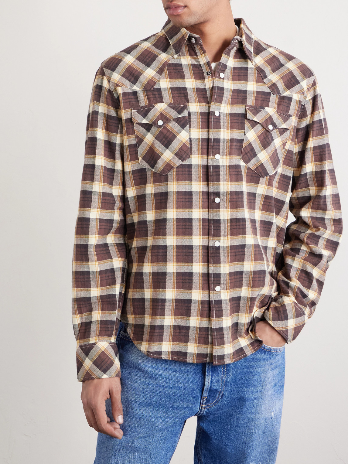  Rrl - Checked Cotton-twill Shirt - Men - Brown - S 