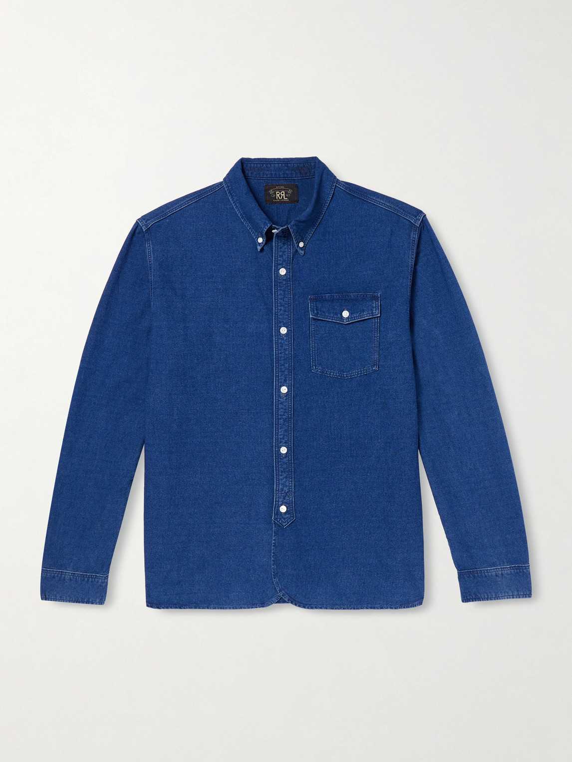 Rrl Button-down Collar Cotton Oxford Shirt In Blue