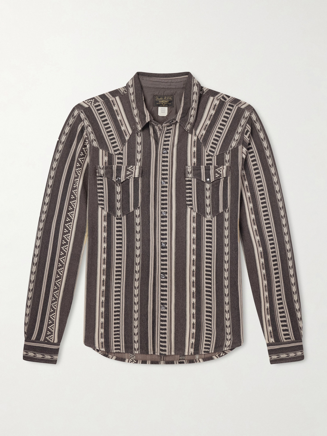 Rrl Cotton-jacquard Overshirt In Brown