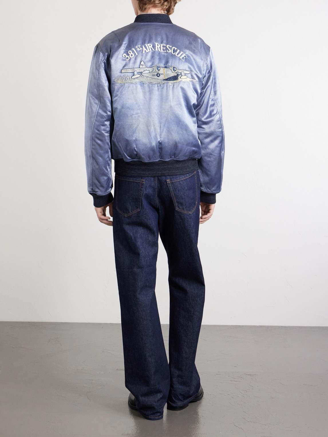  Rrl - Embroidered Cotton-blend Satin Bomber Jacket - Men - Blue - Xl 