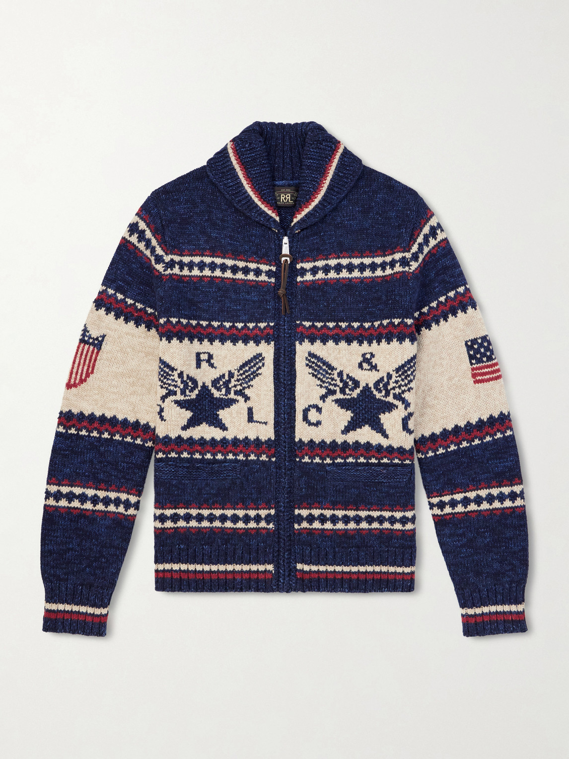 RRL Shawl-Collar Cotton, Wool and Linen-Blend Jacquard Cardigan - Men