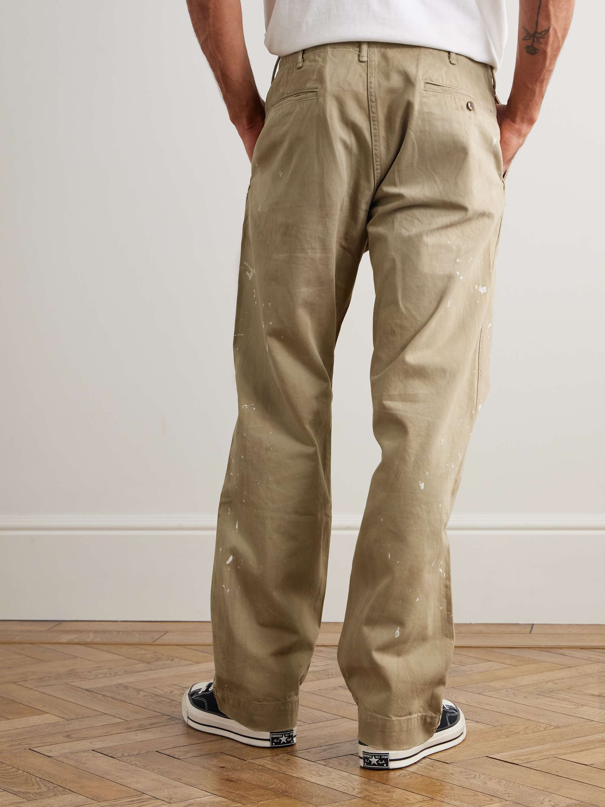 RRL Straight-Leg Distressed Cotton-Twill Pants for Men | MR PORTER