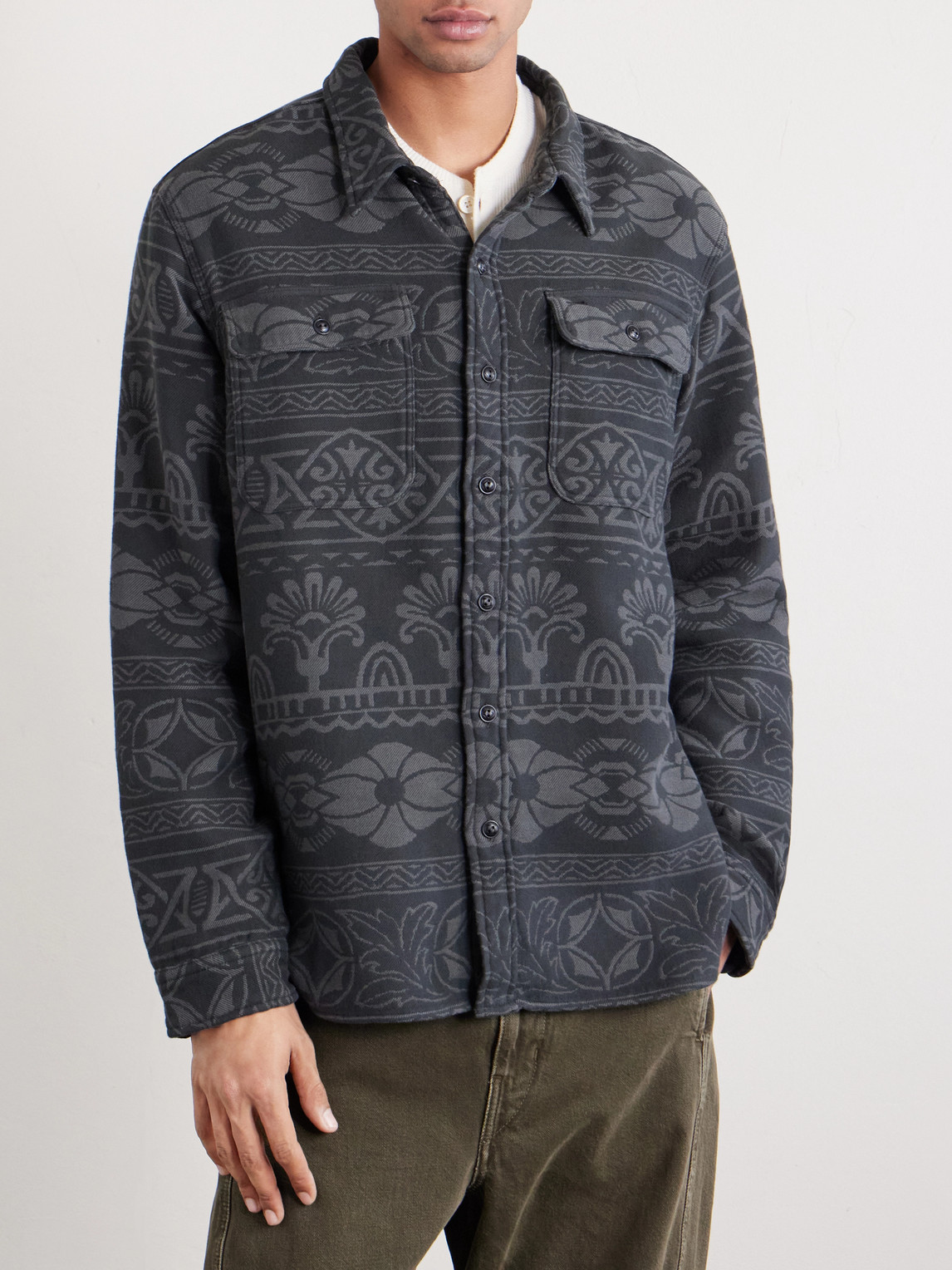  Rrl - Cotton-jacquard Shirt - Men - Gray - S 