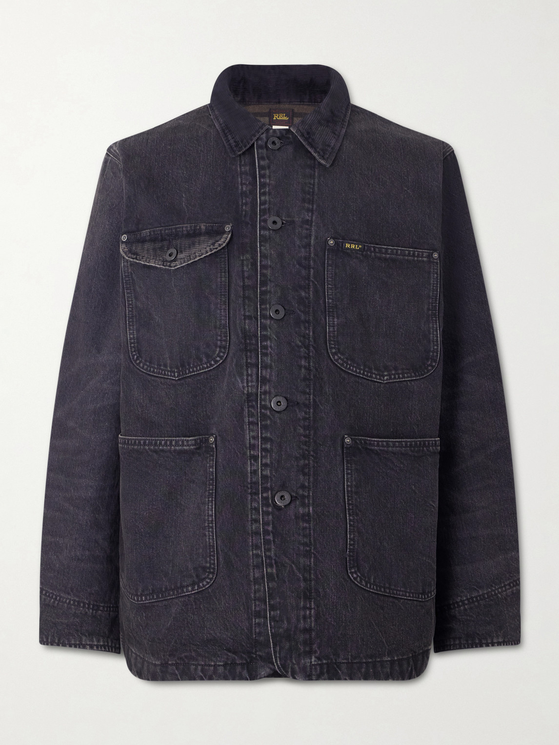 Rrl Corduroy-trimmed Denim Jacket In Blue