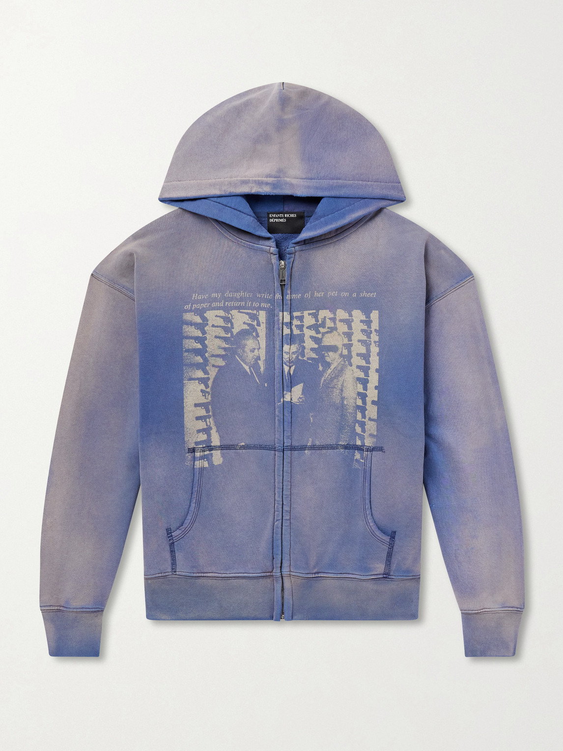 Enfants Riches Déprimés Daughter's Distressed Printed Cotton-Jersey Zip-Up Hoodie - Men