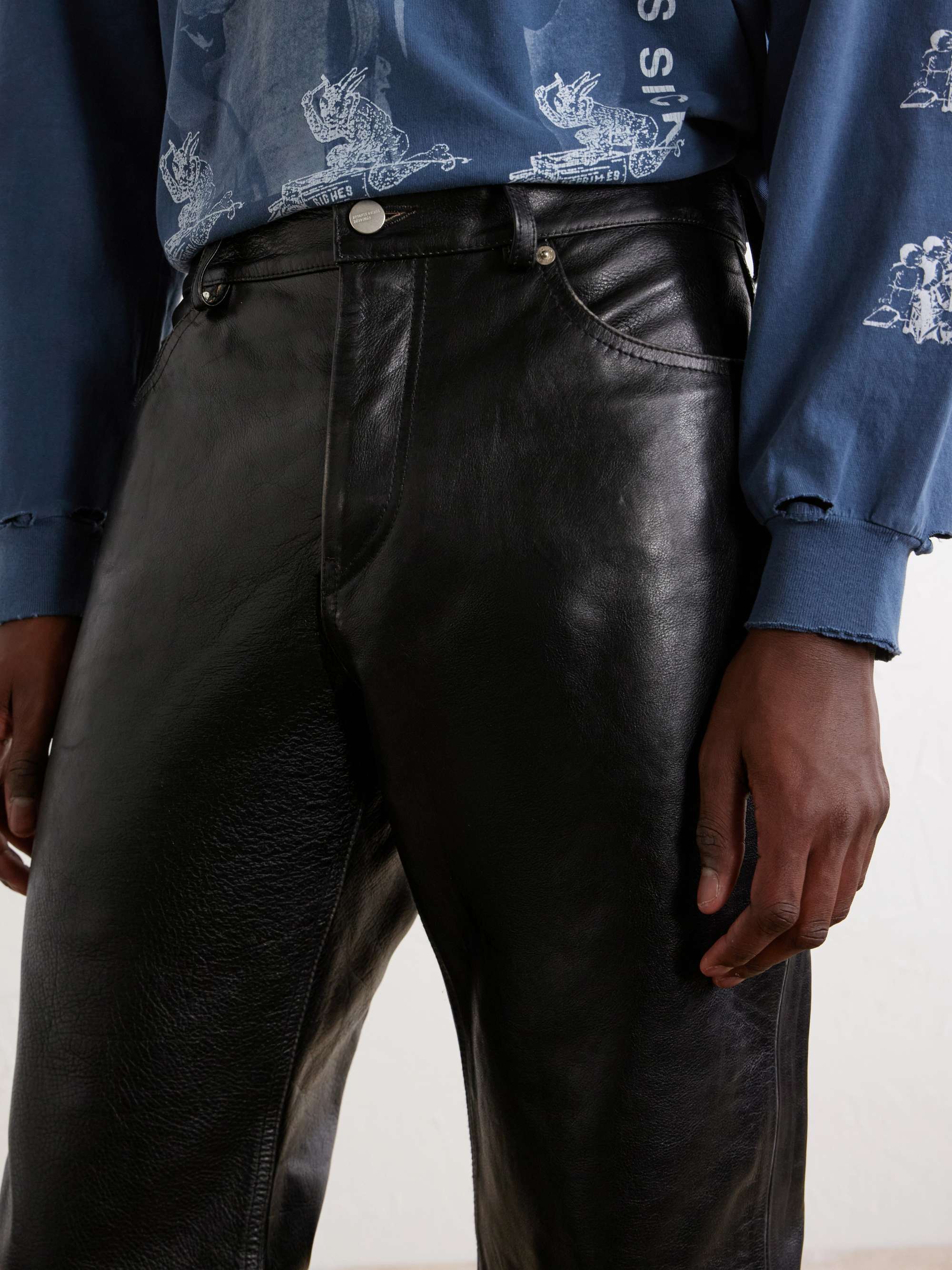 ENFANTS RICHES DÉPRIMÉS Tommy Tonsil Straight-Leg Leather Trousers