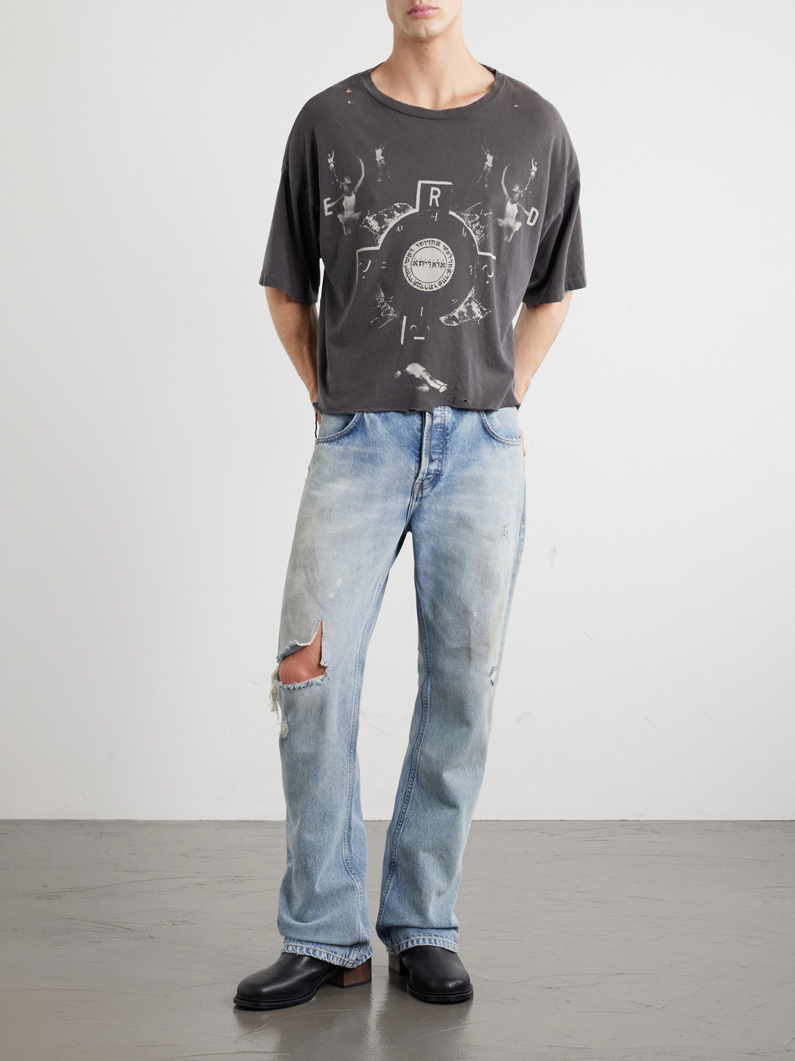 Enfants Riches Déprimés Bed Of Nails Distressed Printed Cotton-Jersey T-Shirt - Men | Thumbnail 2 Enfants Riches Déprimés Bed Of Nails Distressed Printed Cotton-Jersey T-Shirt - Men | Thumbnail 2