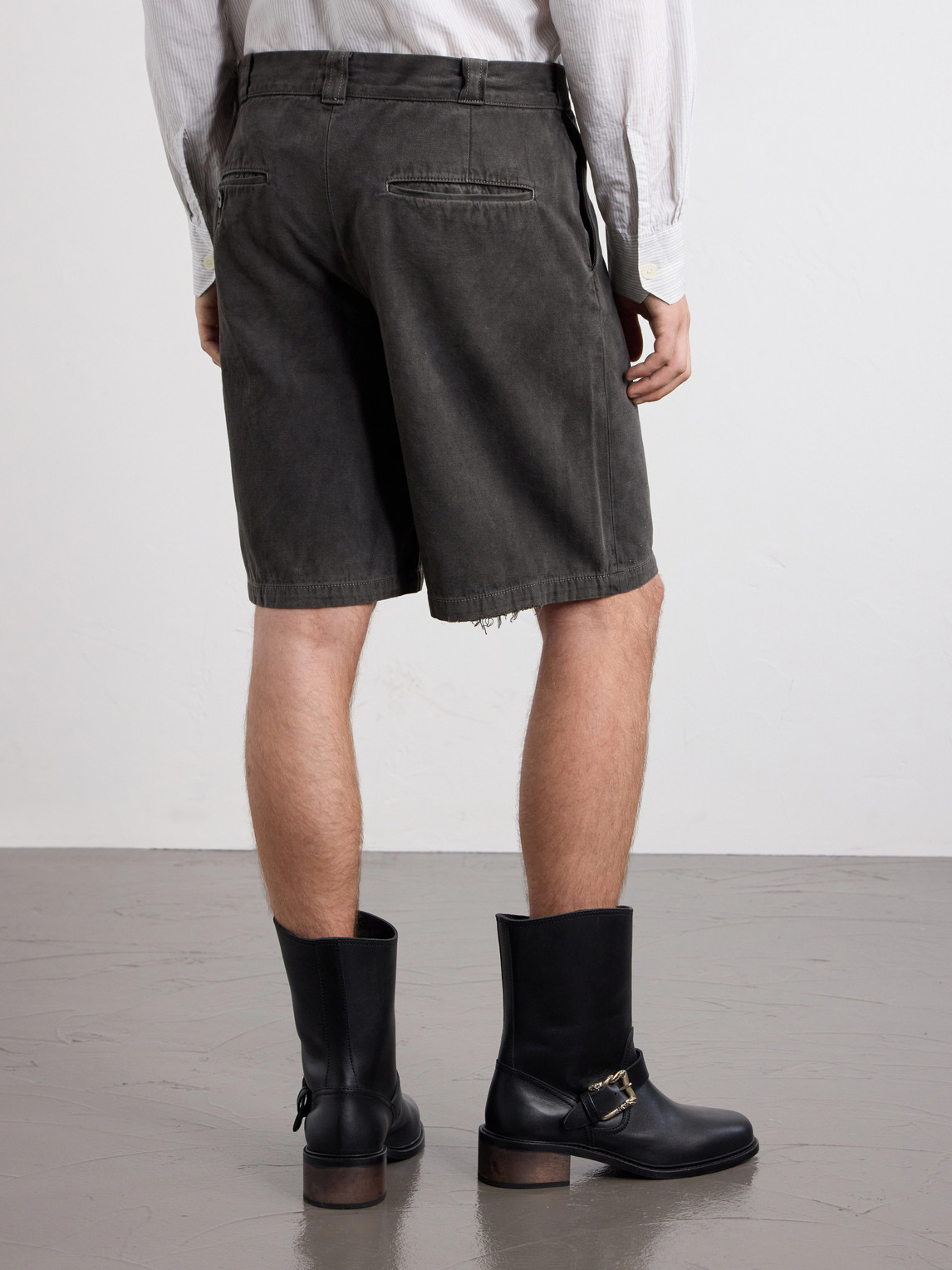  Enfants Riches Déprimés - Straight-leg Distressed Cotton And Linen-blend Twill Shorts - Men - Gray - Uk/us 28 