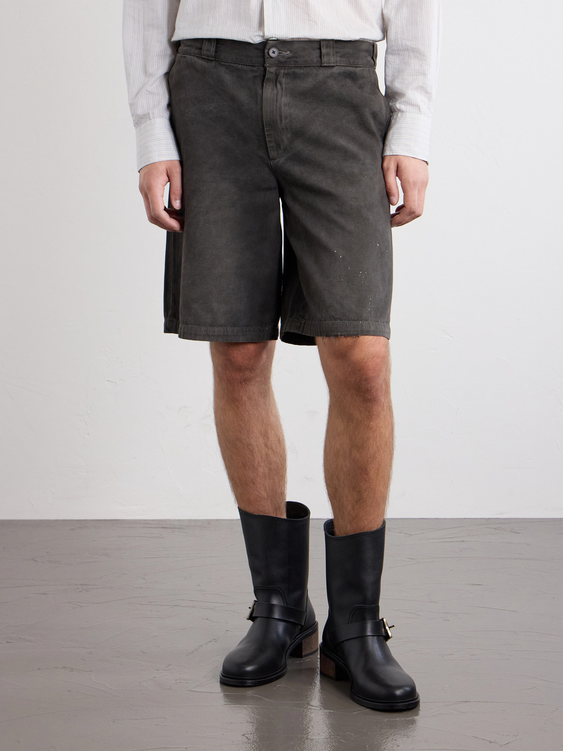  Enfants Riches Déprimés - Straight-leg Distressed Cotton And Linen-blend Twill Shorts - Men - Gray - Uk/us 28 