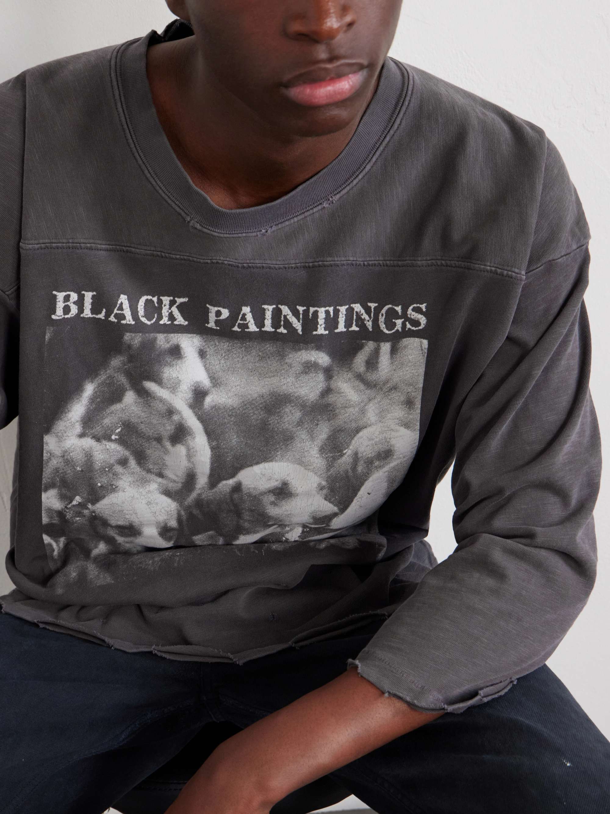 ENFANTS RICHES DÉPRIMÉS Black Paintings Distressed Printed Cotton