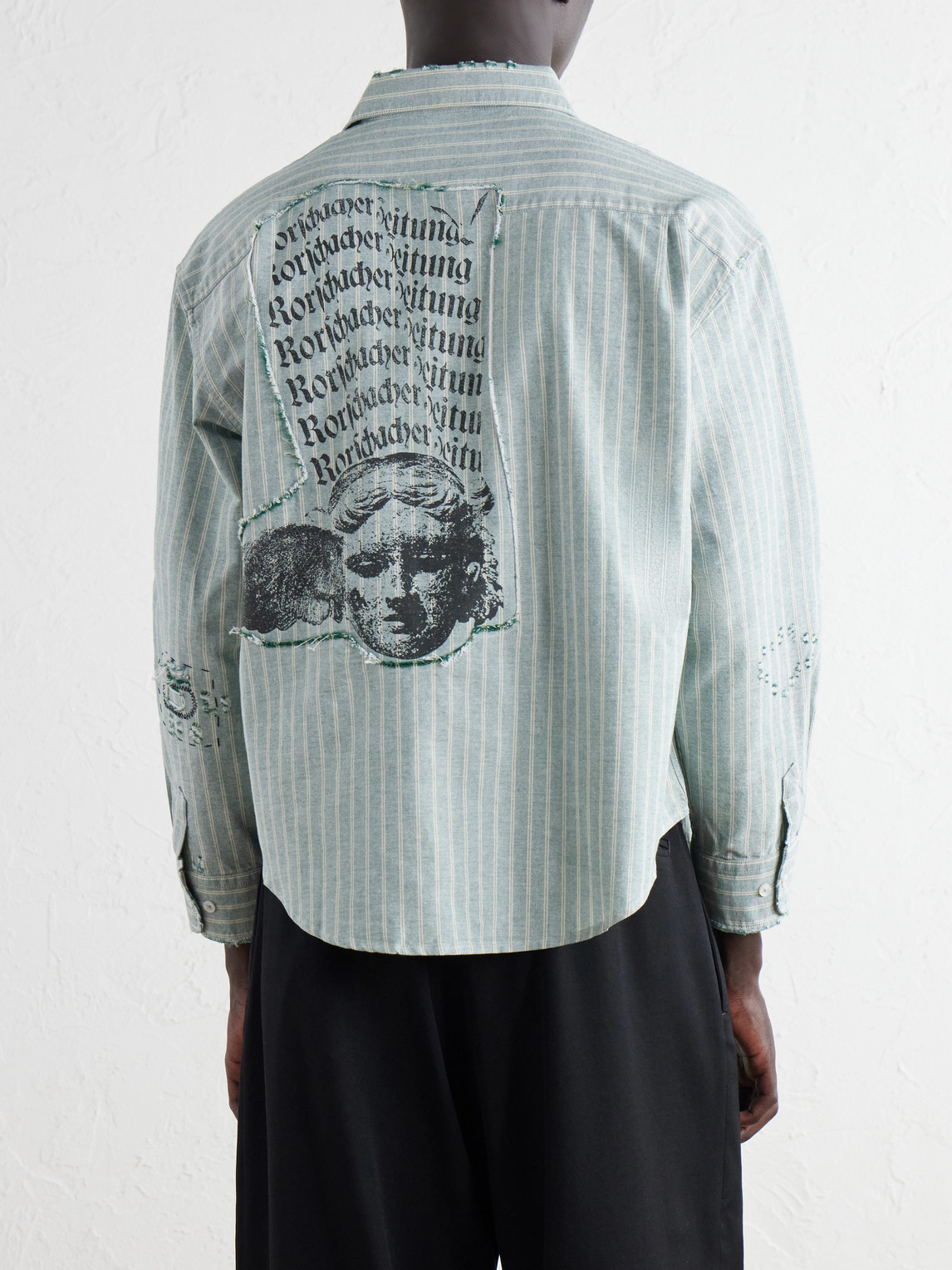 Enfants Riches Déprimés - Repaired Everyday Striped Printed Cotton Oxford Shirt