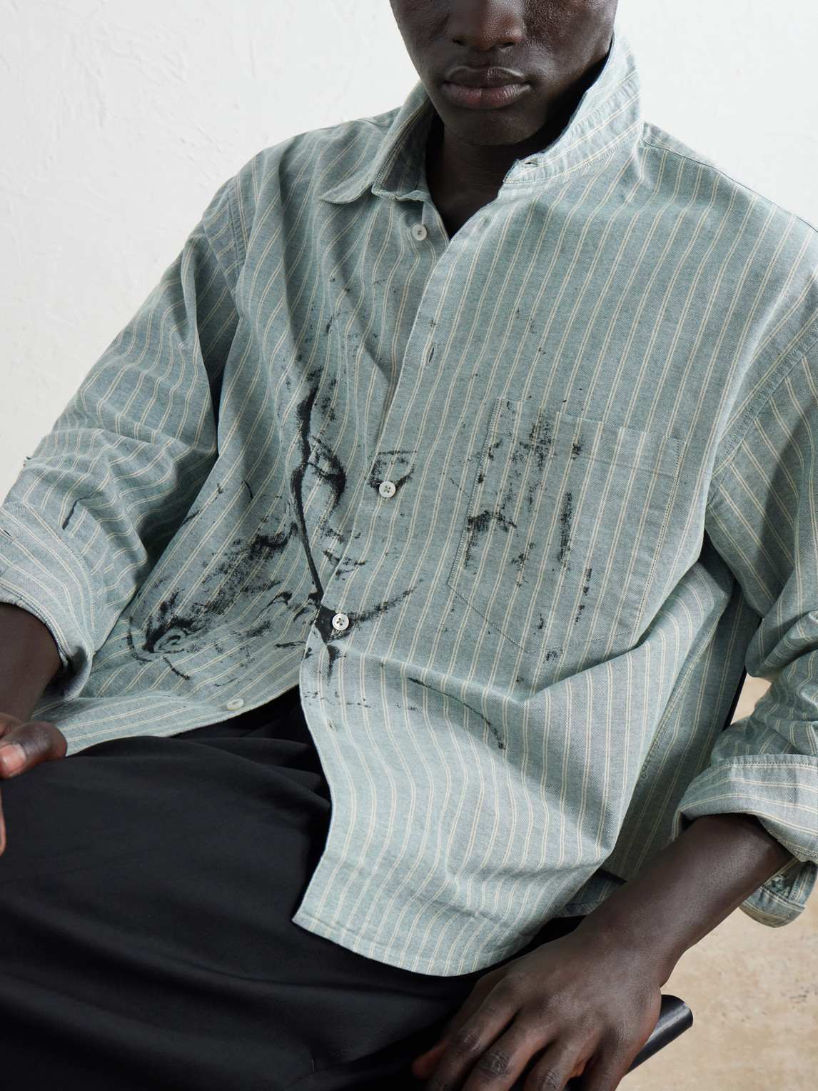 Enfants Riches Déprimés - Repaired Everyday Striped Printed Cotton Oxford Shirt