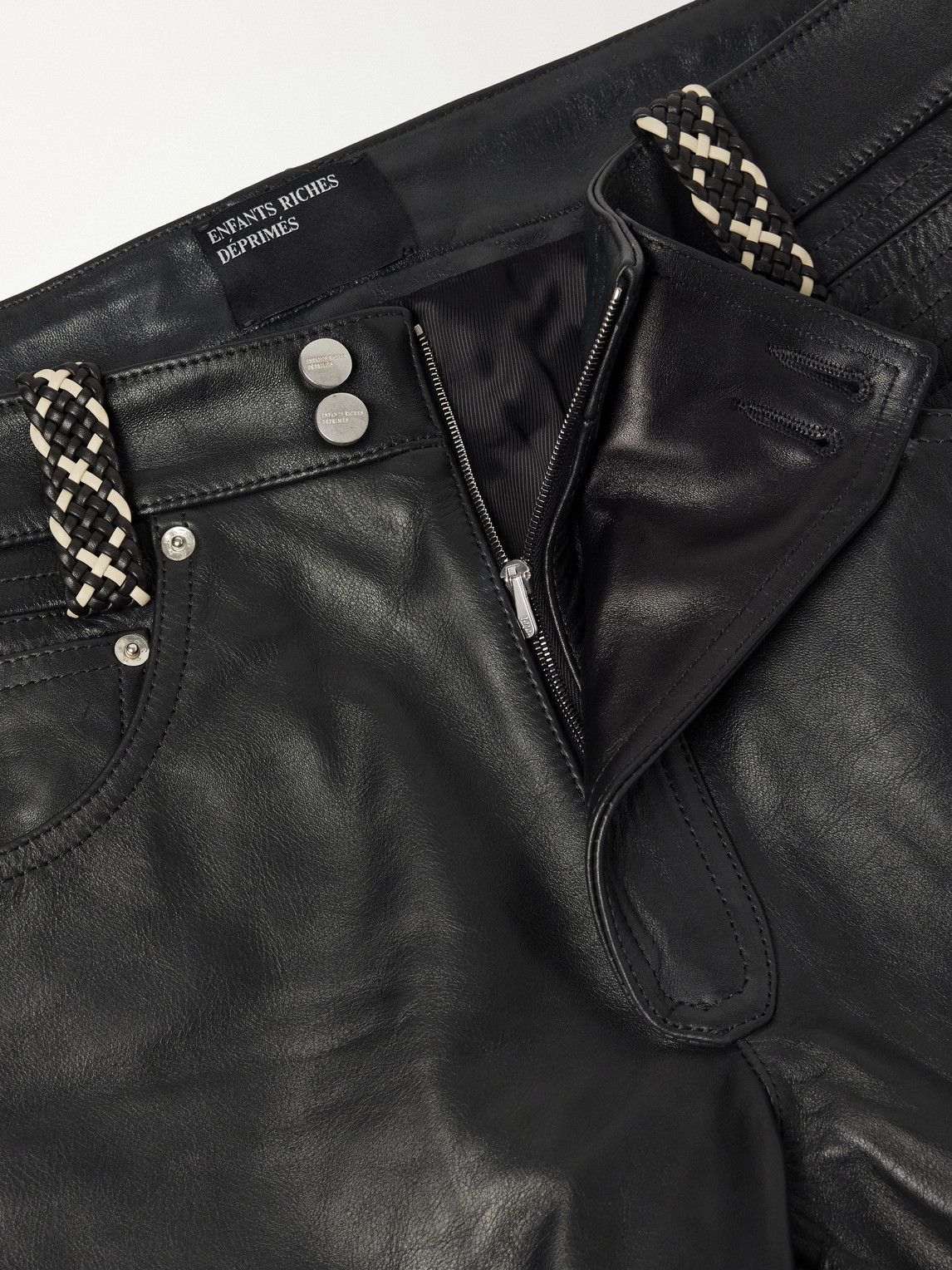Enfants Riches Déprimés Moto Fly Straight-Leg Embellished Leather Trousers - Men | Thumbnail 6