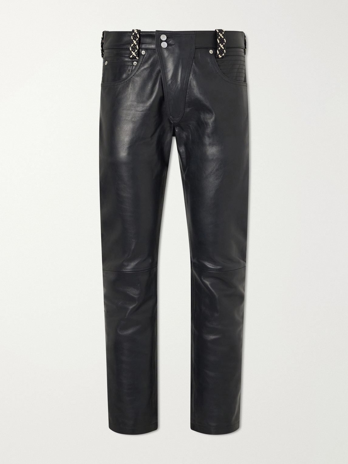 Enfants Riches Déprimés Moto Fly Straight-Leg Embellished Leather Trousers - Men