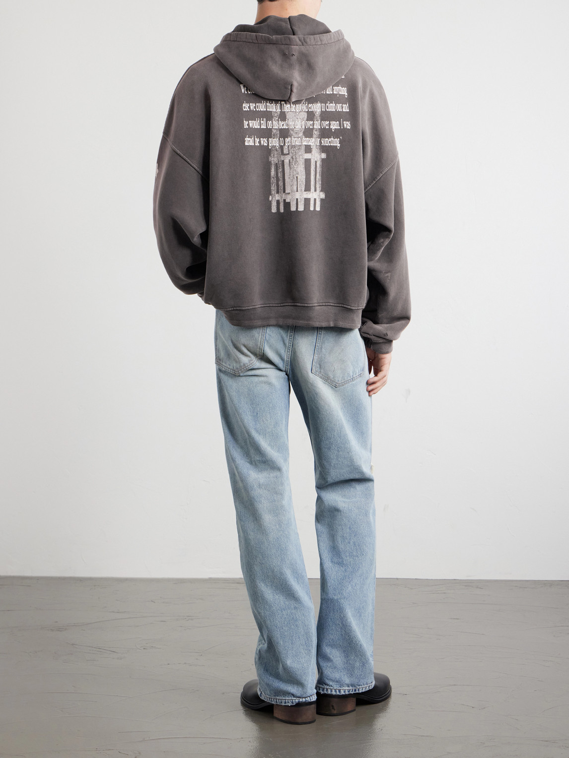 Enfants Riches Déprimés Head Against The Bars Distressed Printed Cotton-Jersey Hoodie - Men | Thumbnail 4 Enfants Riches Déprimés Head Against The Bars Distressed Printed Cotton-Jersey Hoodie - Men | Thumbnail 4