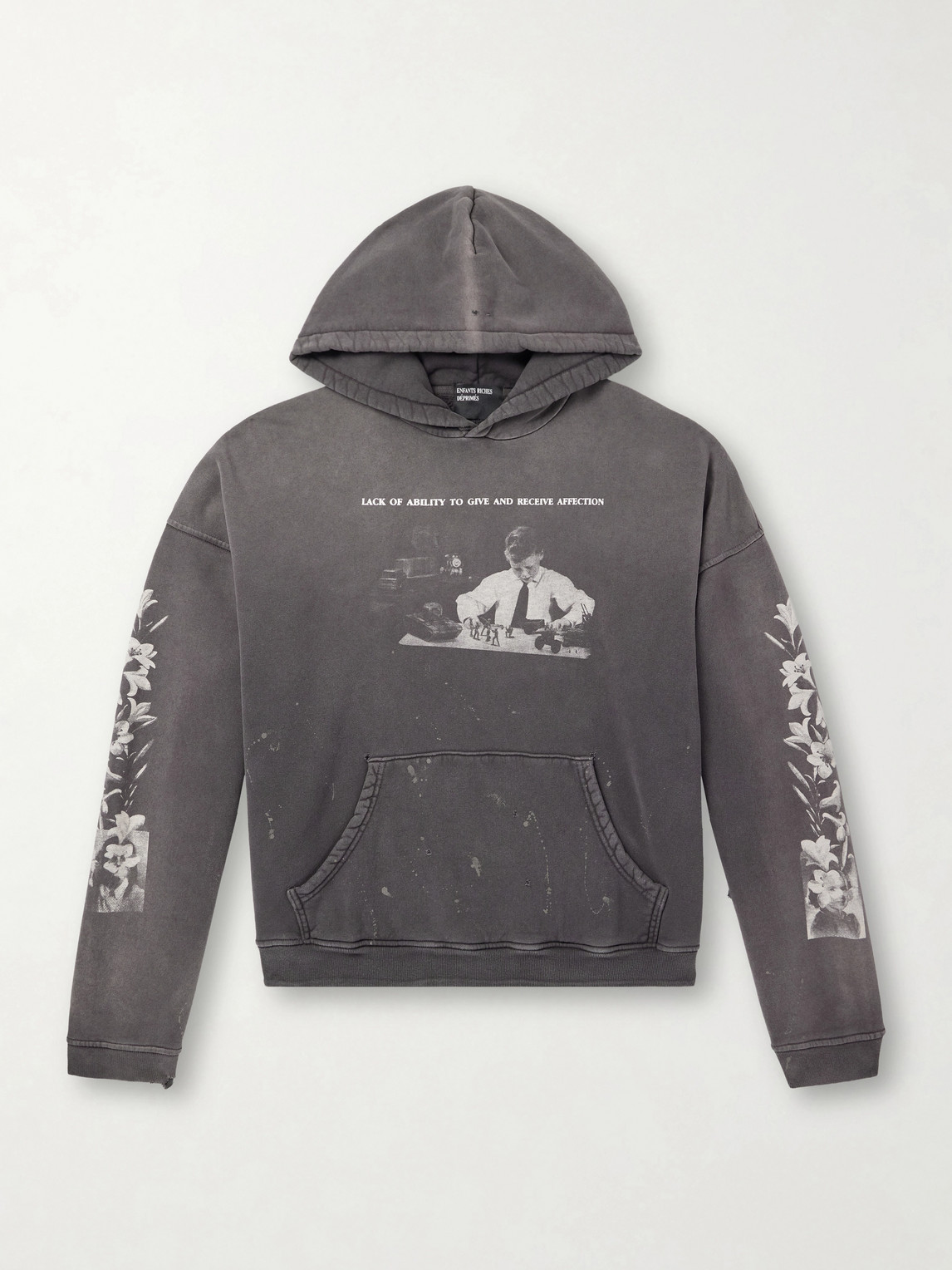 Enfants Riches Déprimés Head Against The Bars Distressed Printed Cotton-Jersey Hoodie - Men