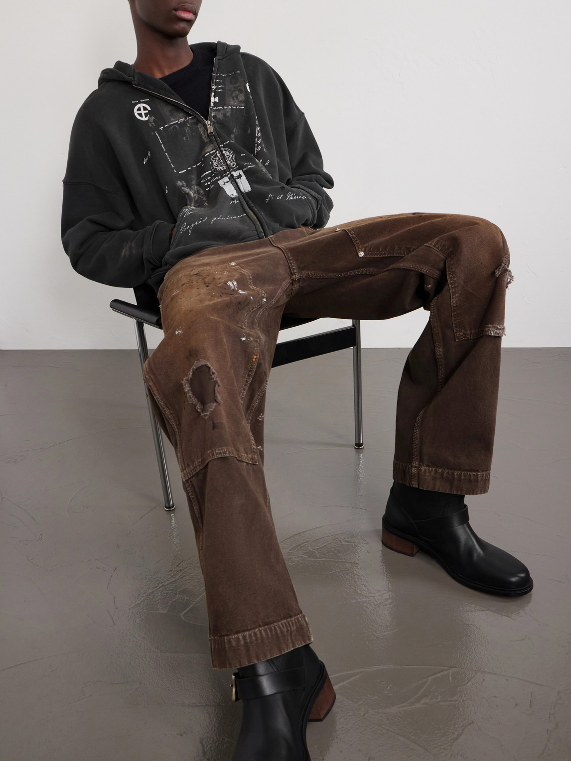 Enfants Riches Déprimés - Djagilve'S Grave Distressed Printed Cotton-Jersey Zip-Up Hoodie