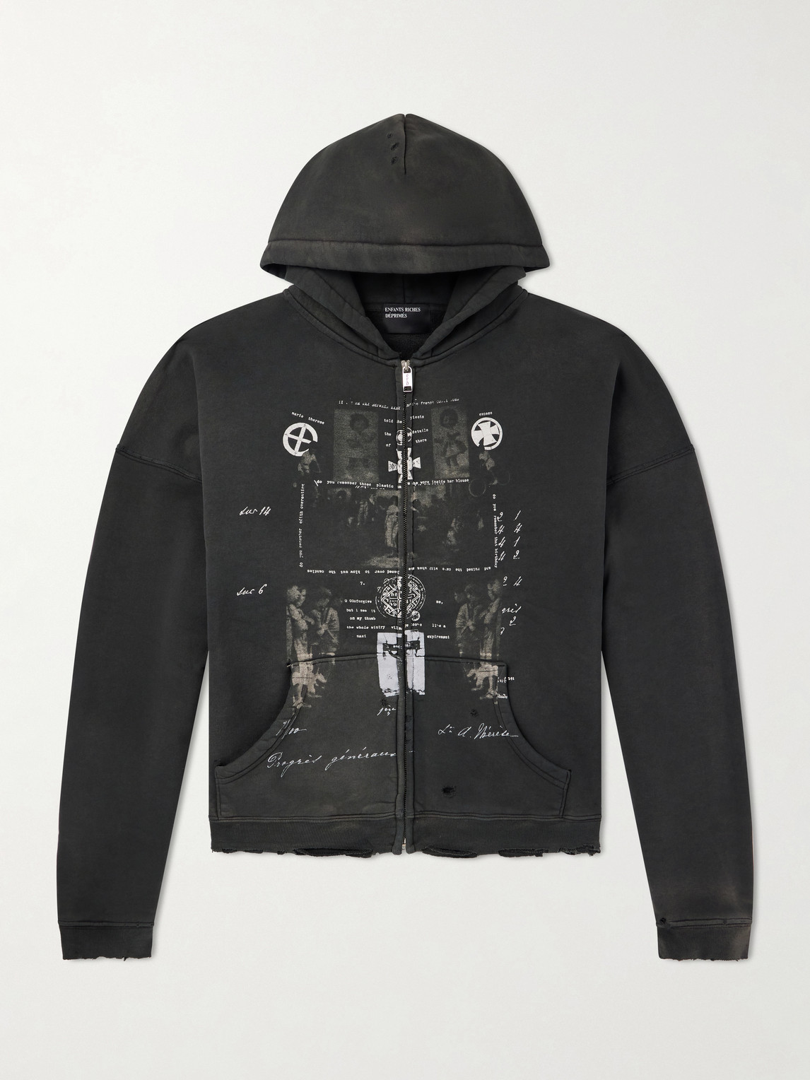 Enfants Riches Déprimés - Djagilve'S Grave Distressed Printed Cotton-Jersey Zip-Up Hoodie