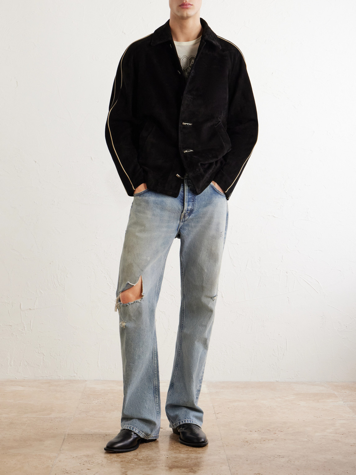 Enfants Riches Déprimés Académie Embellished Suede Jacket - Men | Thumbnail 2 Enfants Riches Déprimés Académie Embellished Suede Jacket - Men | Thumbnail 2